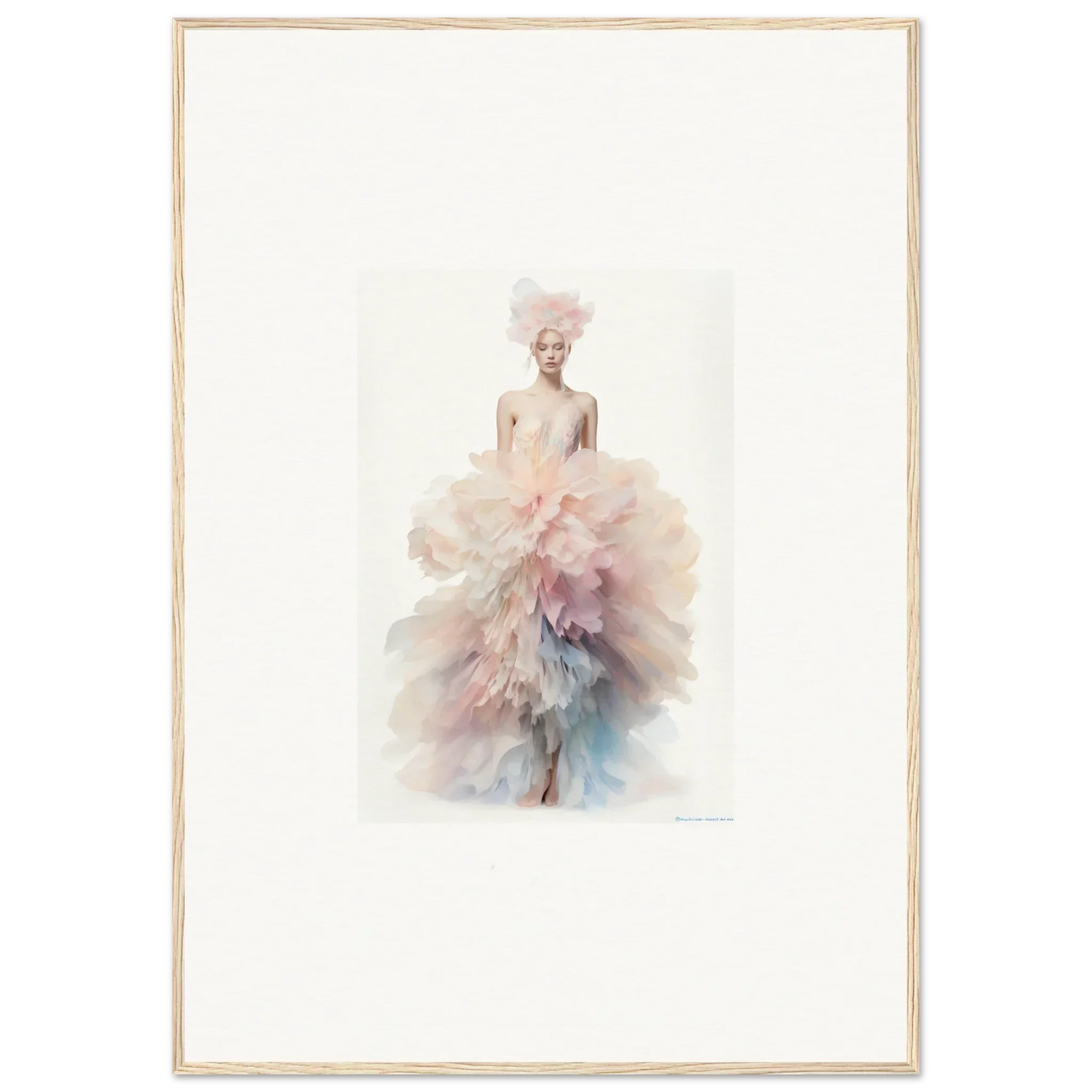 Delicate watercolor of a figure in soft pink and blue for the Psychedelic Iridescence Hymn