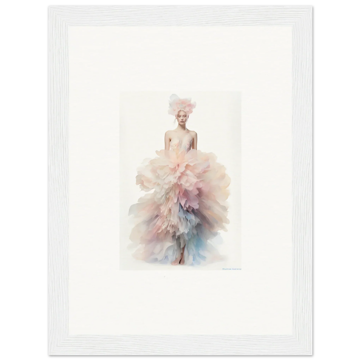 Ethereal watercolor figure in pink and blue tulle gown from Psychedelic Iridescence Hymn