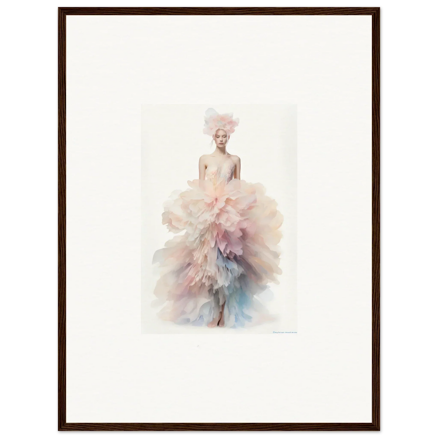 Ethereal watercolor fashion illustration for Psychedelic Iridescence Hymn framed wall art