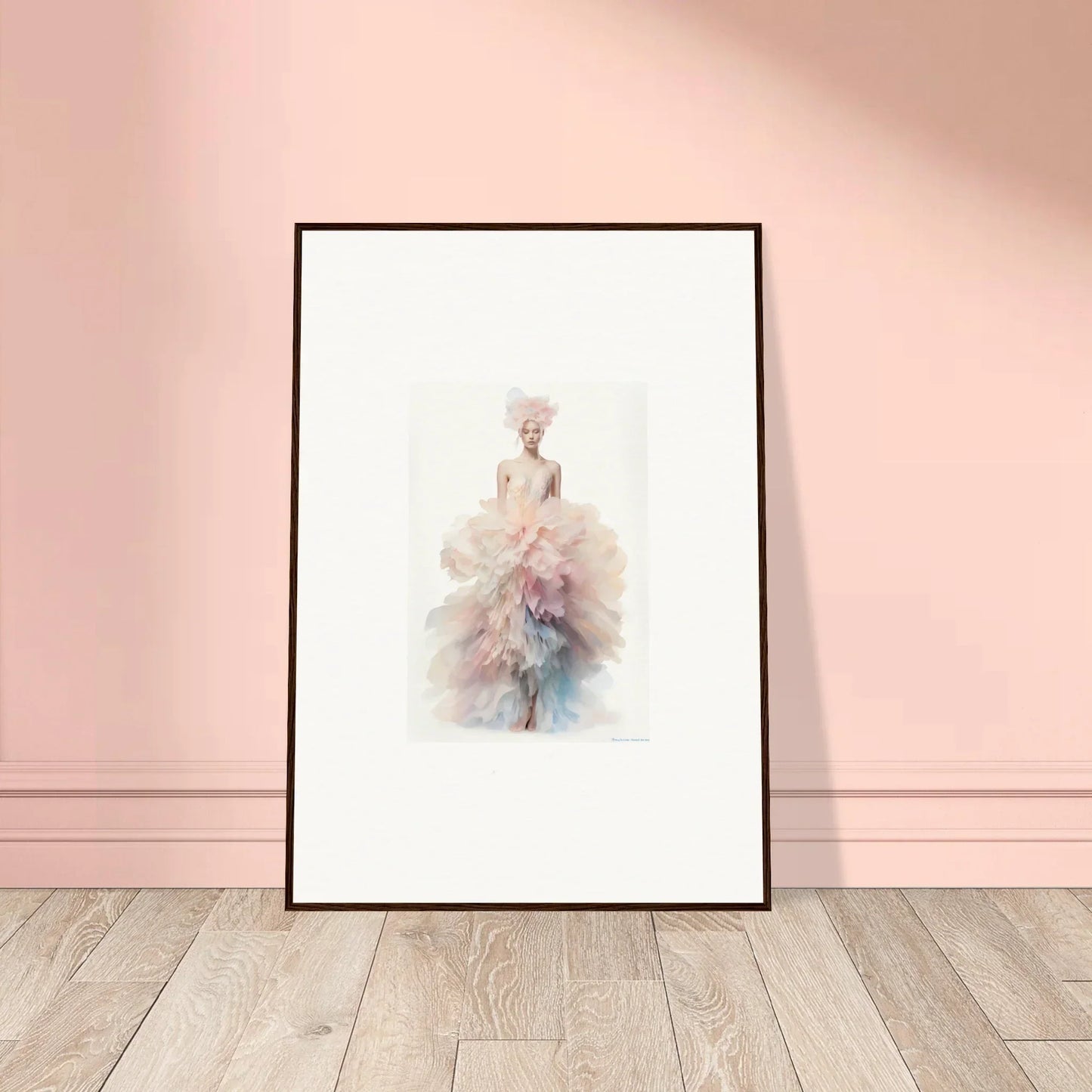Framed wall art of Psychedelic Iridescence Hymn featuring an ethereal pastel figure
