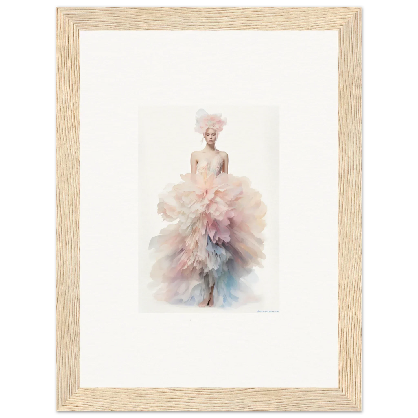 Delicate watercolor figure in a pink and blue tulle gown from Psychedelic Iridescence Hymn