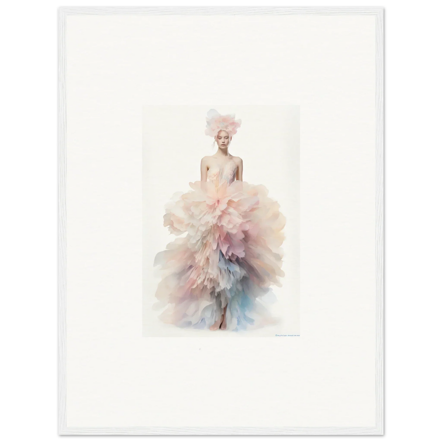 Ethereal watercolor illustration of a pastel gown for Psychedelic Iridescence Hymn wall art