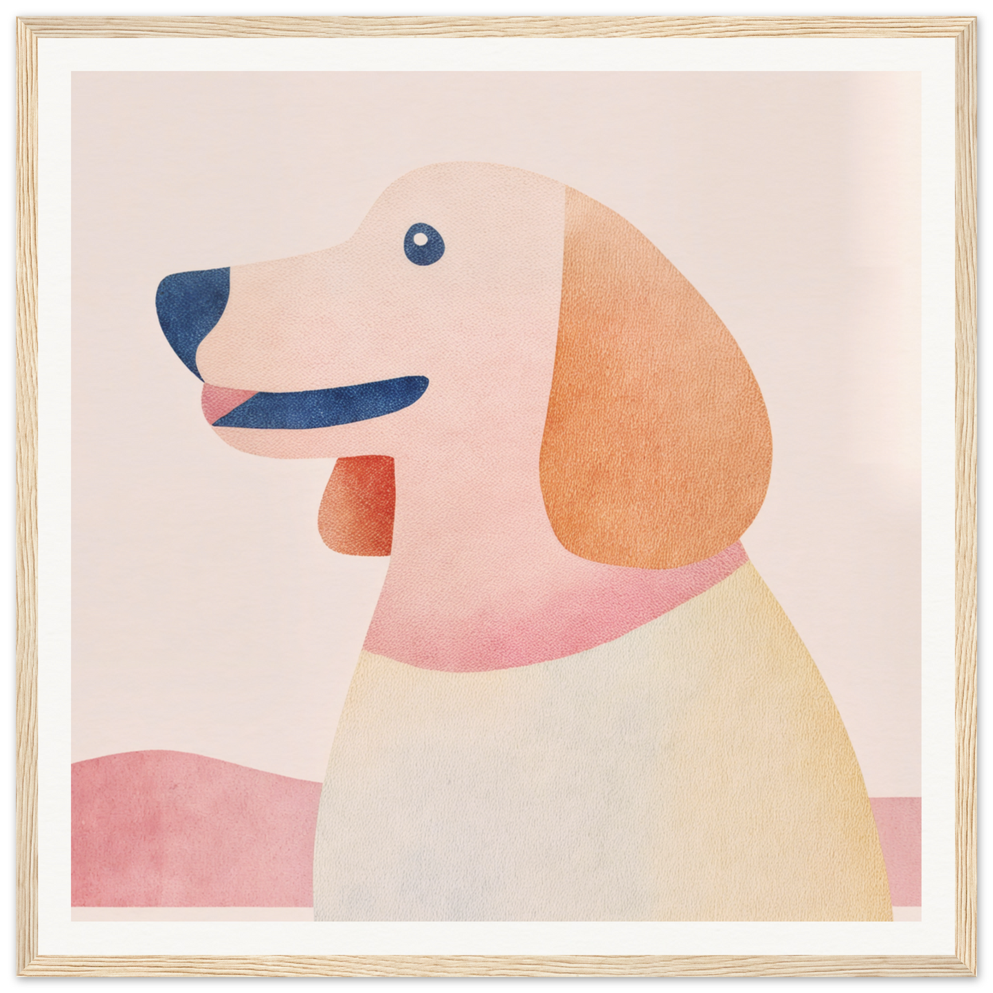 Minimalist illustration of a cream dog with tan ears from the Psychedelic Pup Gregory