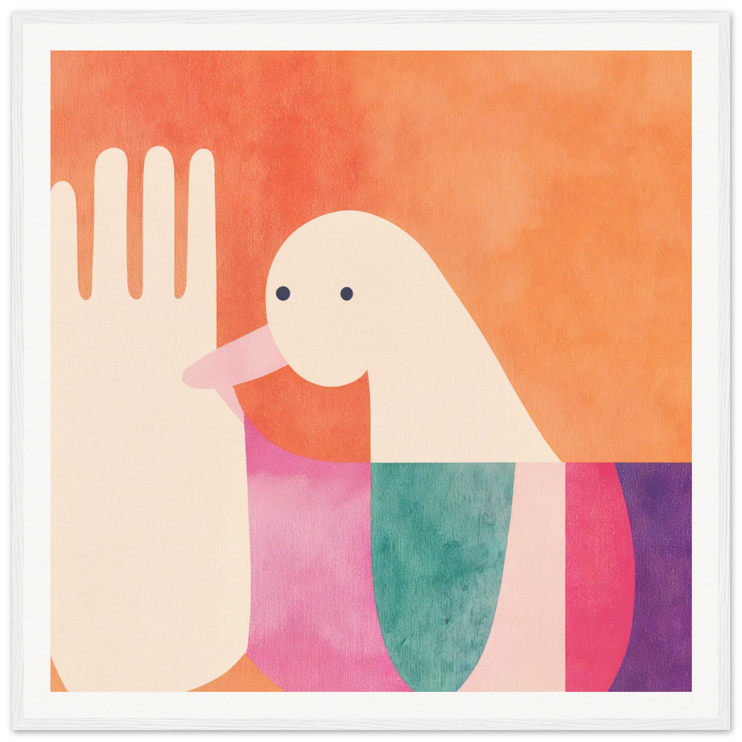 Minimalist illustration of a white bird in Quantum Birdplay Whimsy special edition art™