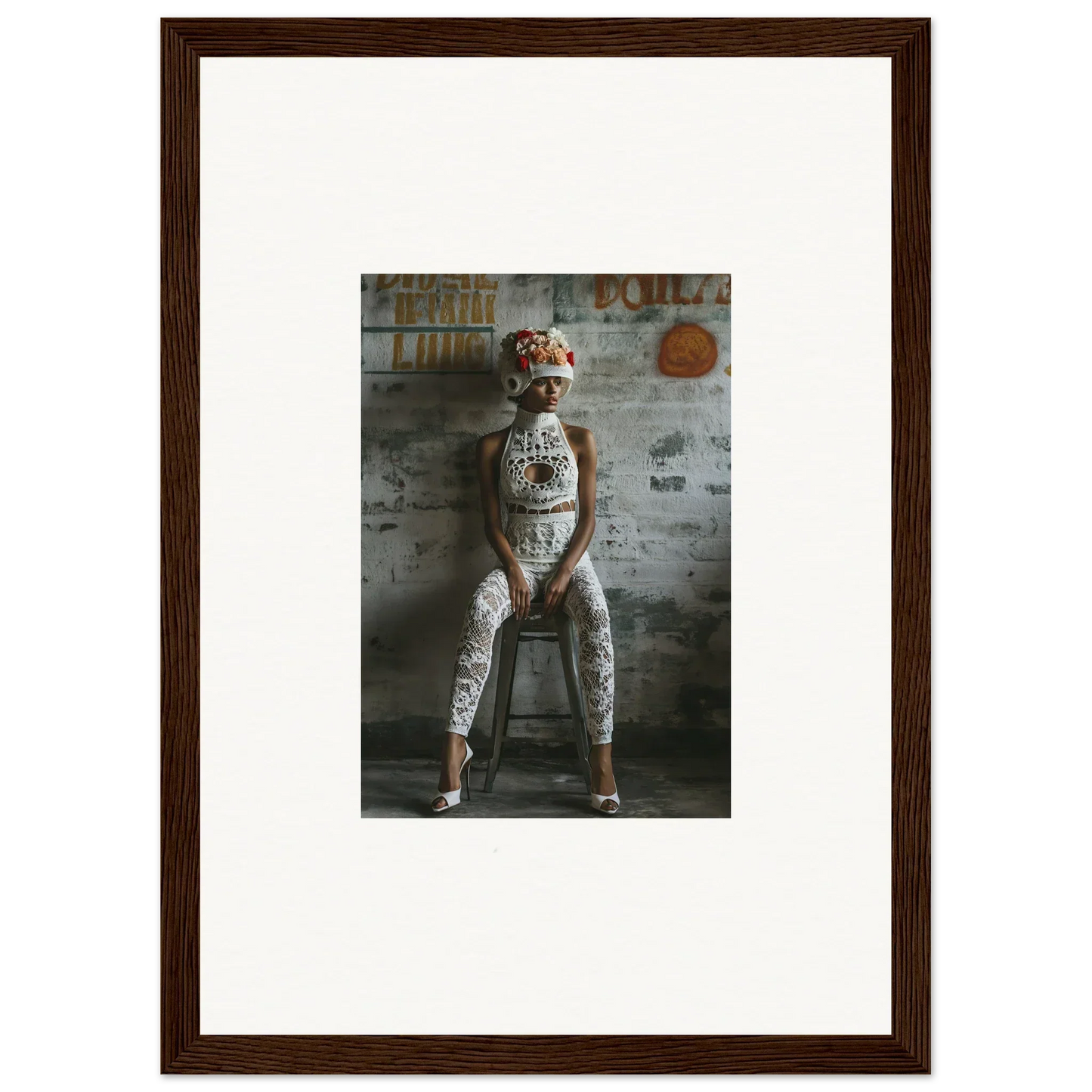 Framed wall art of a person in body paint, perfect for Dream Loom room decor