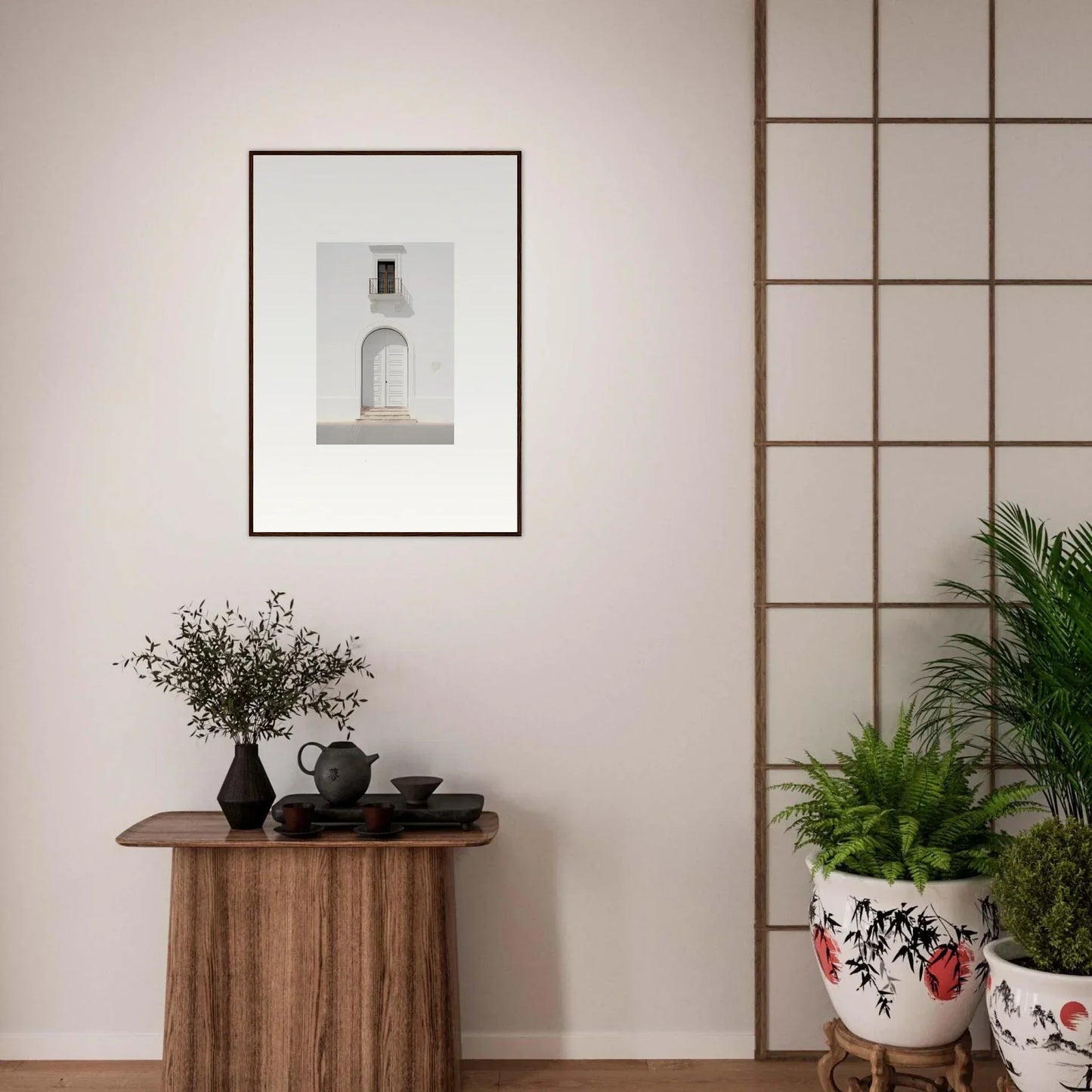 Framed black and white photo of an arched doorway from Radiant Portal Reverie