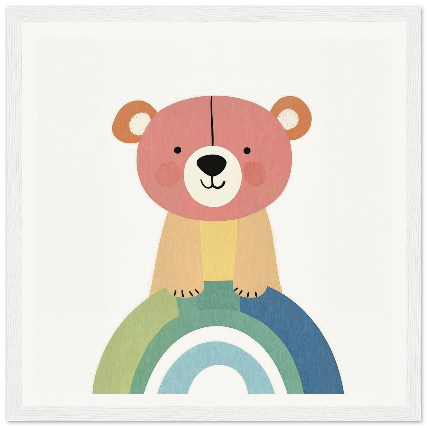Cute cartoon bear on a pastel rainbow for the special edition art Rainbow Bear Serenade