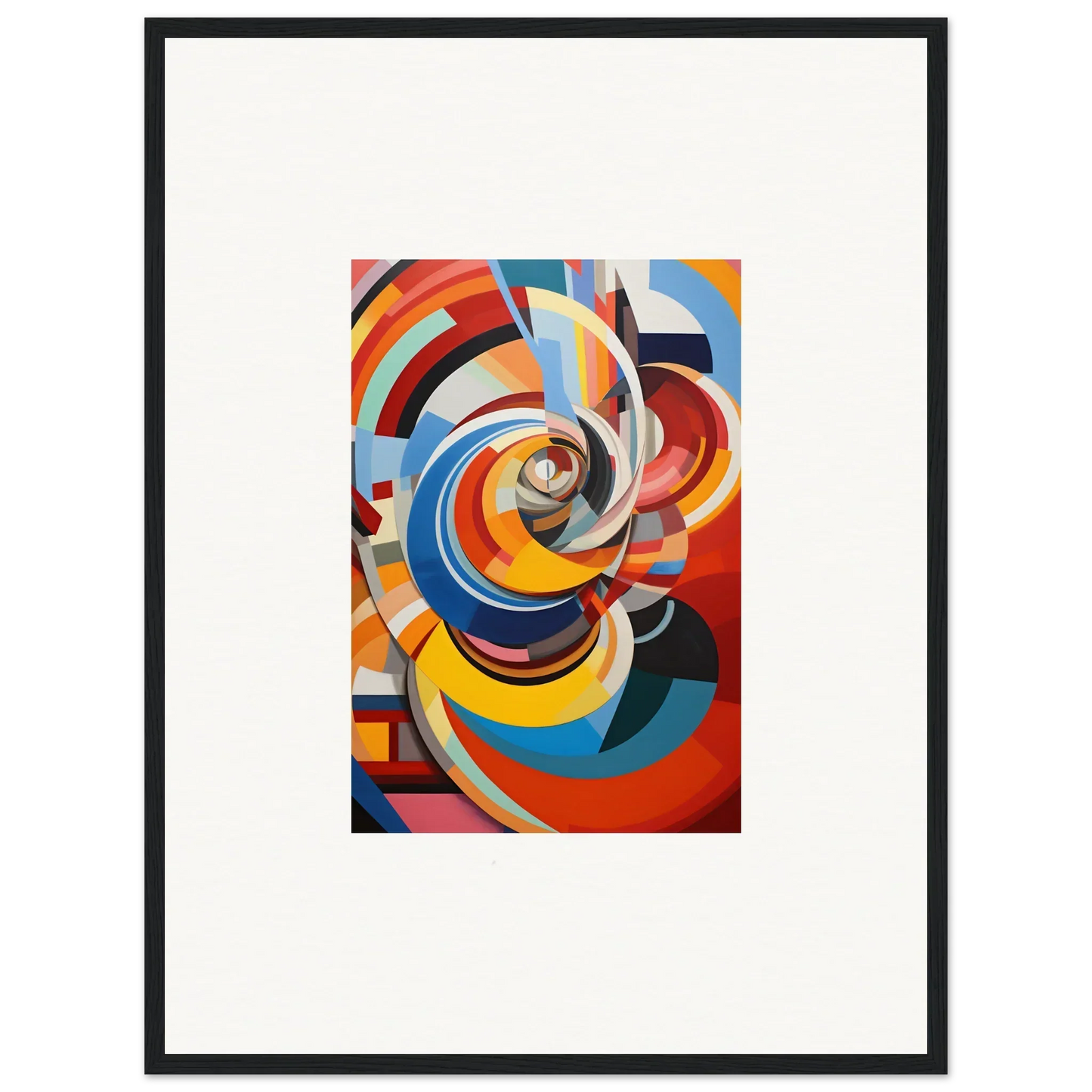 Colorful Abstract Geometric Painting of Rainbow Euphony Whisper in Bold Curves