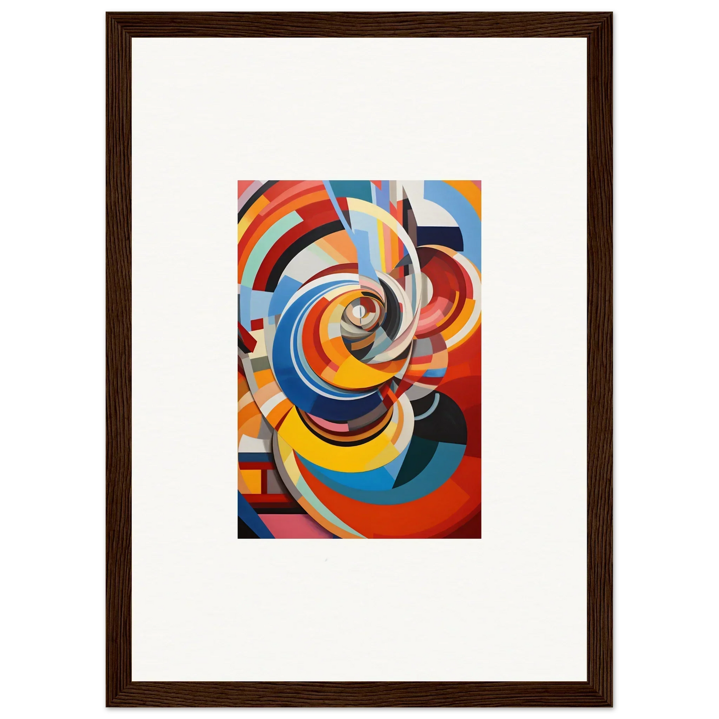 Bold abstract painting with swirling shapes in colorful hues for Rainbow Euphony Whisper