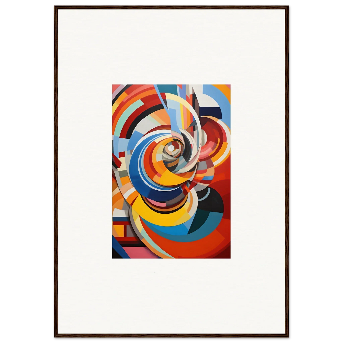 Abstract geometric painting of swirling curves in vibrant colors from Rainbow Euphony Whisper