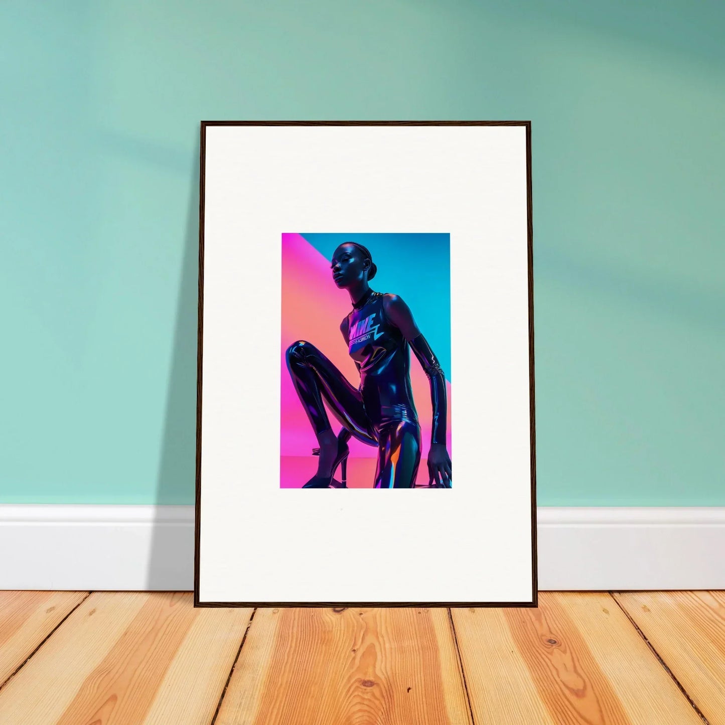 Framed wall art featuring a colorful silhouette in Neon Symphony for vibrant room decor