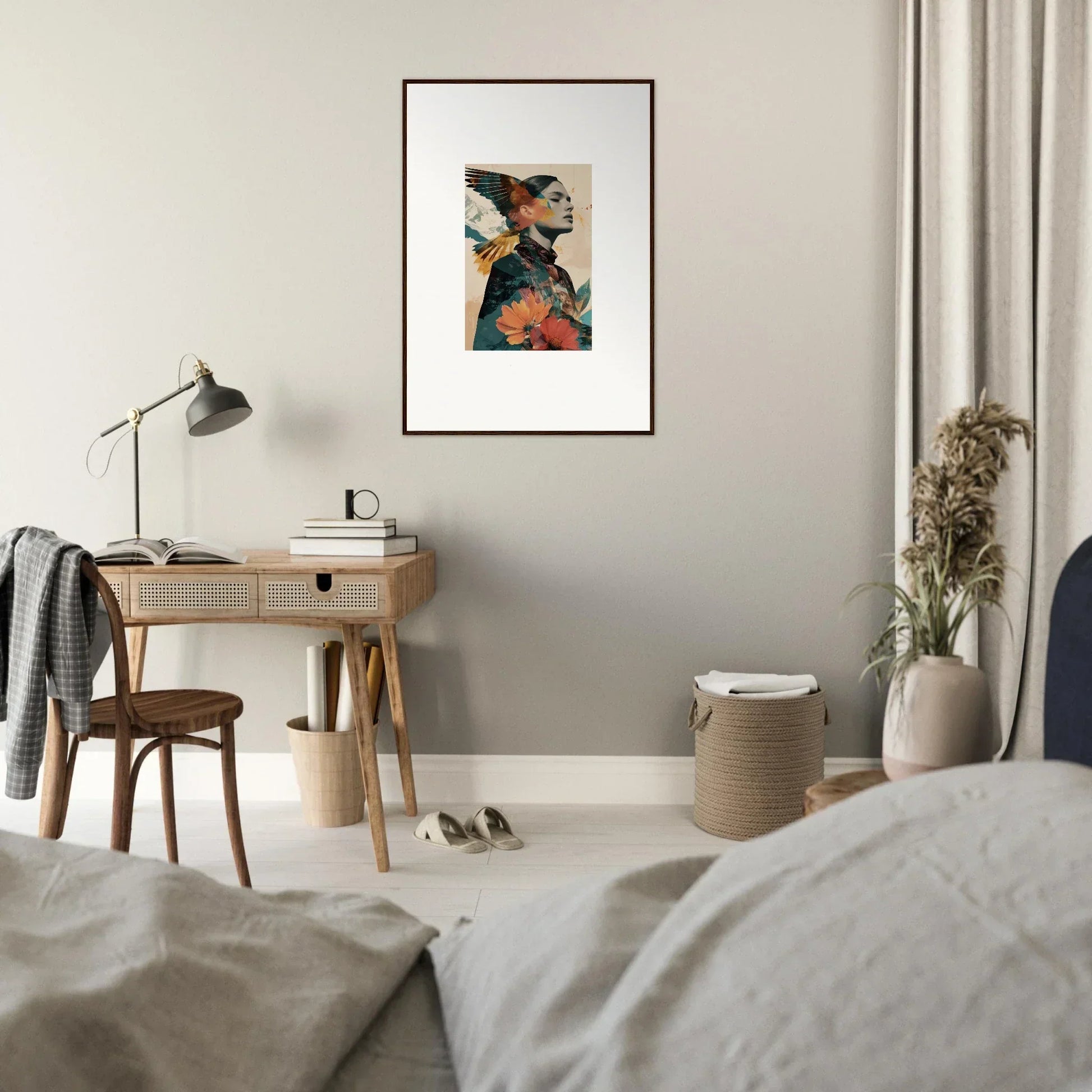 Framed wall art of a colorful abstract profile in Auratic Tango for stylish room decor
