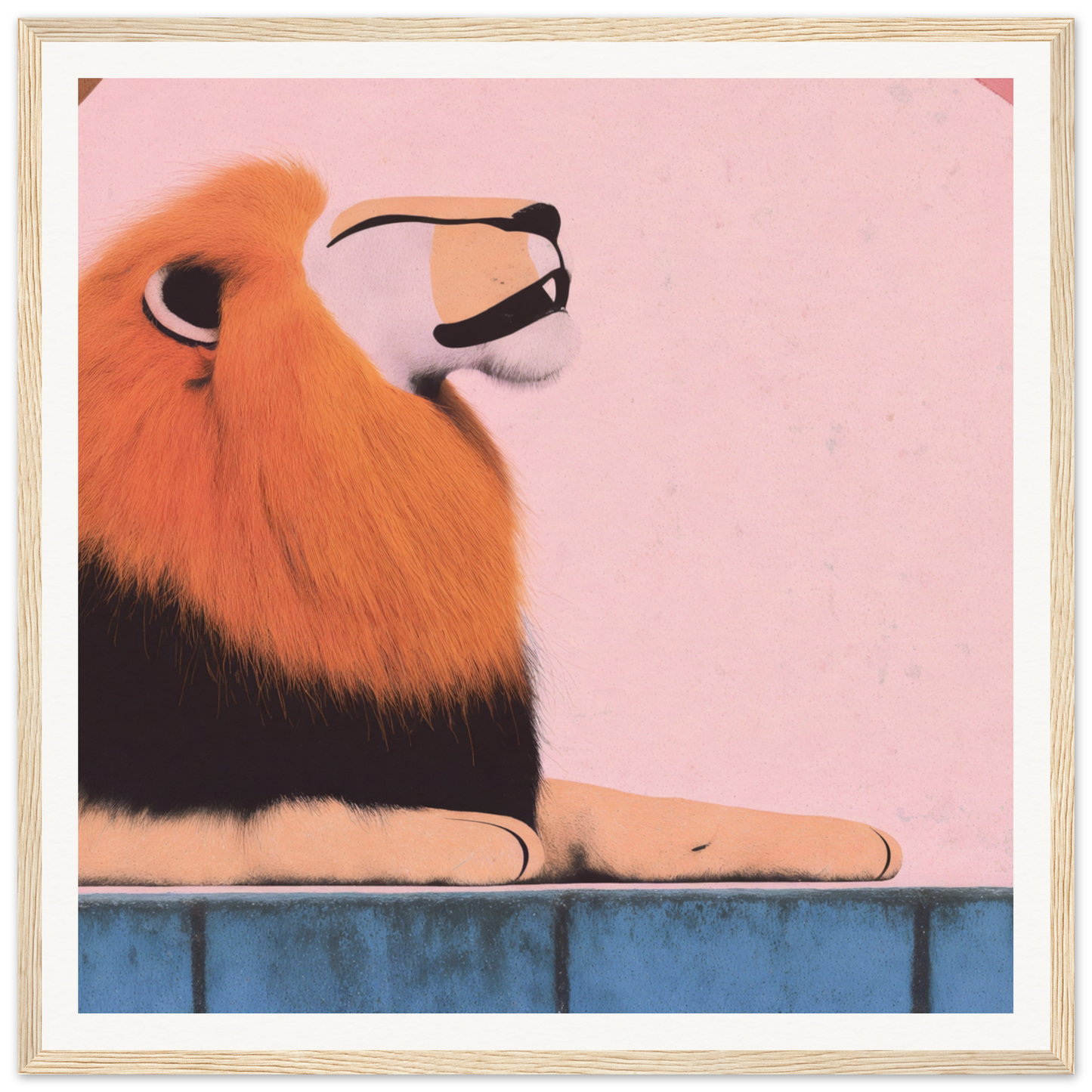 Resting lion with orange mane featured in Regal Tranquil Spectacles special edition art™