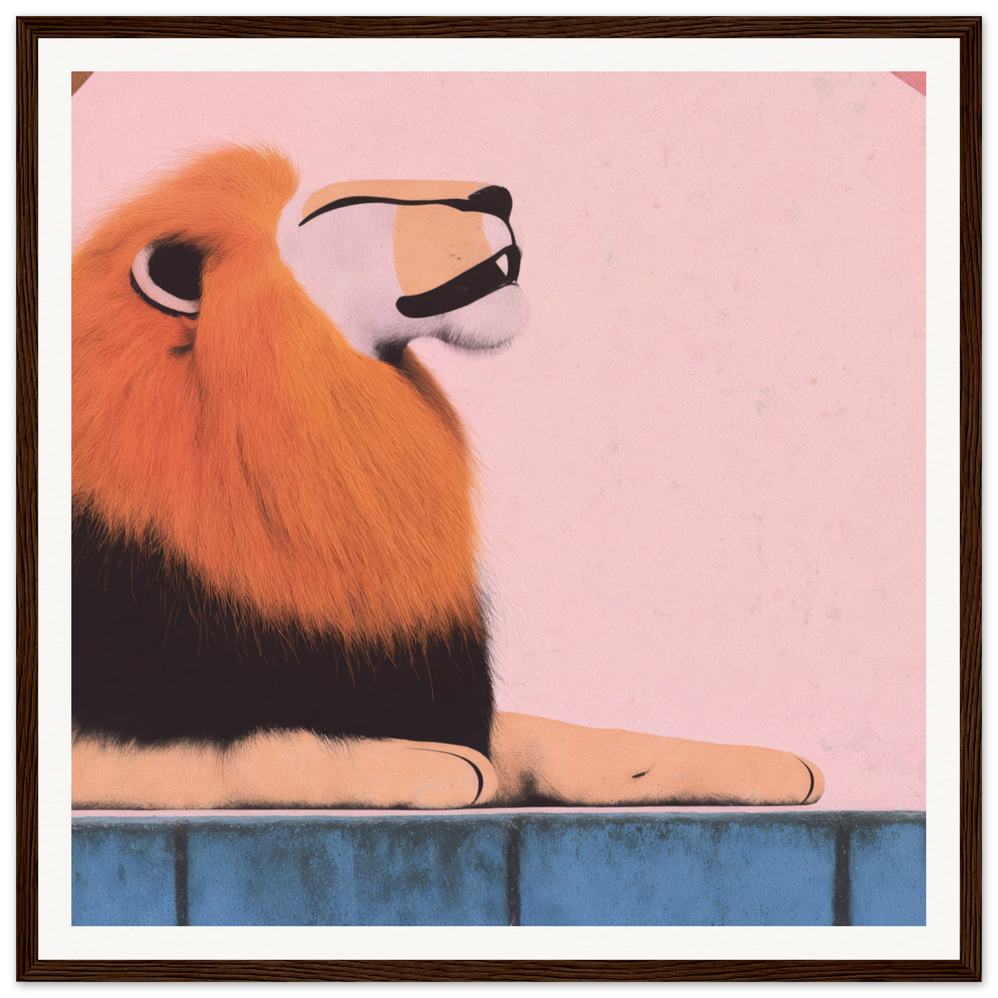 Resting lion with orange mane featured in Regal Tranquil Spectacles special edition art™