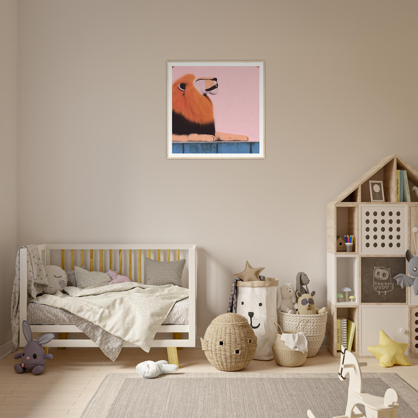 Wooden crib with light bedding and yellow accents from Regal Tranquil Spectacles collection