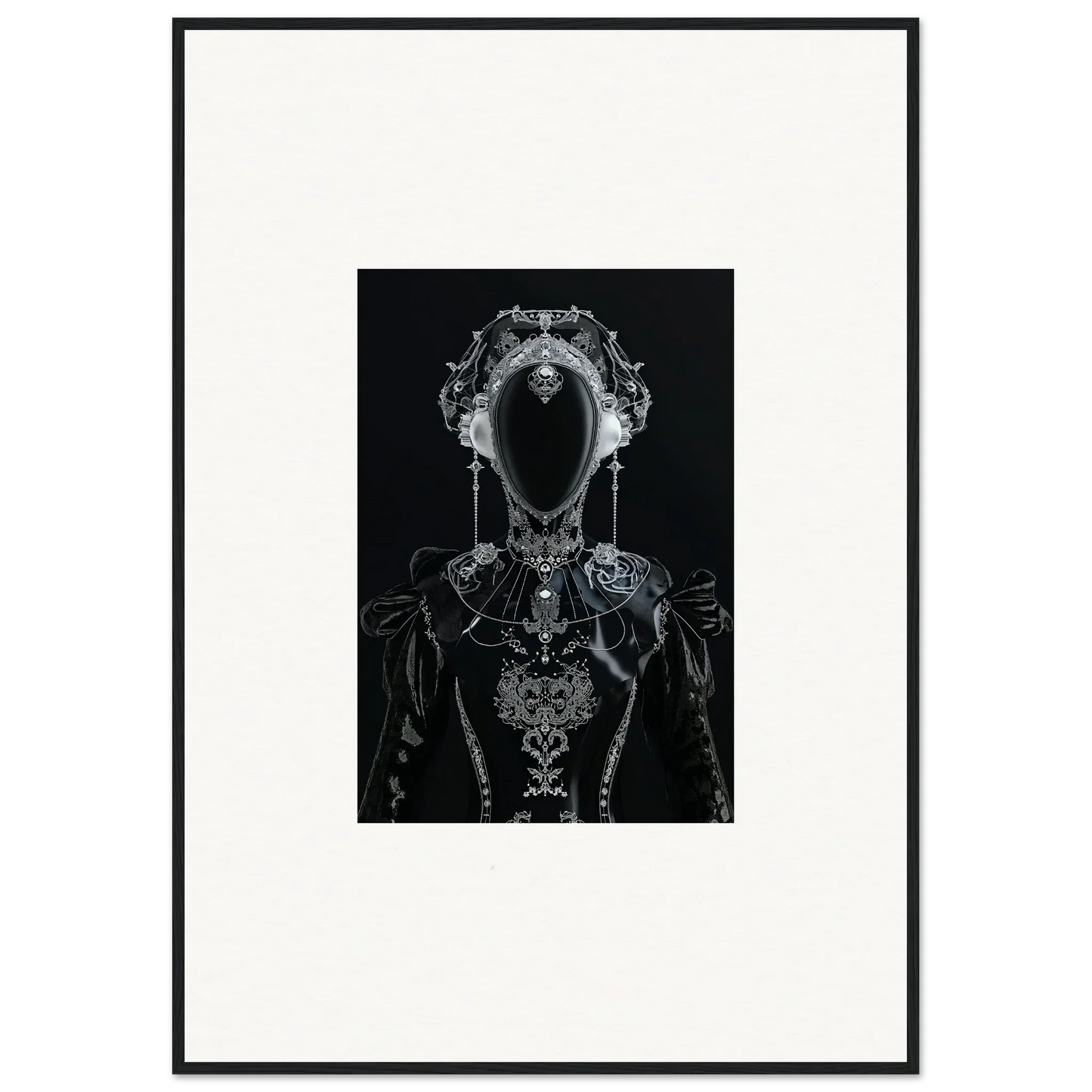 Gothic-style skeletal figure canvas print with photon glitters for cool room decoration