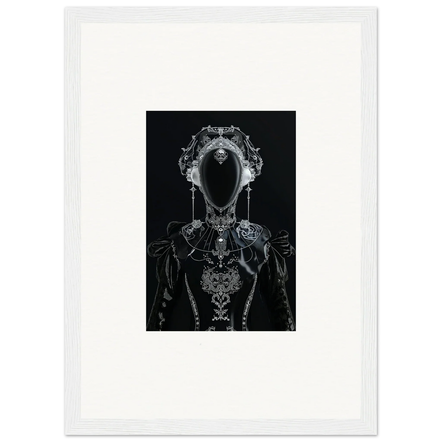 Skeletal figure with ornate designs, perfect for room decoration or a stunning canvas print