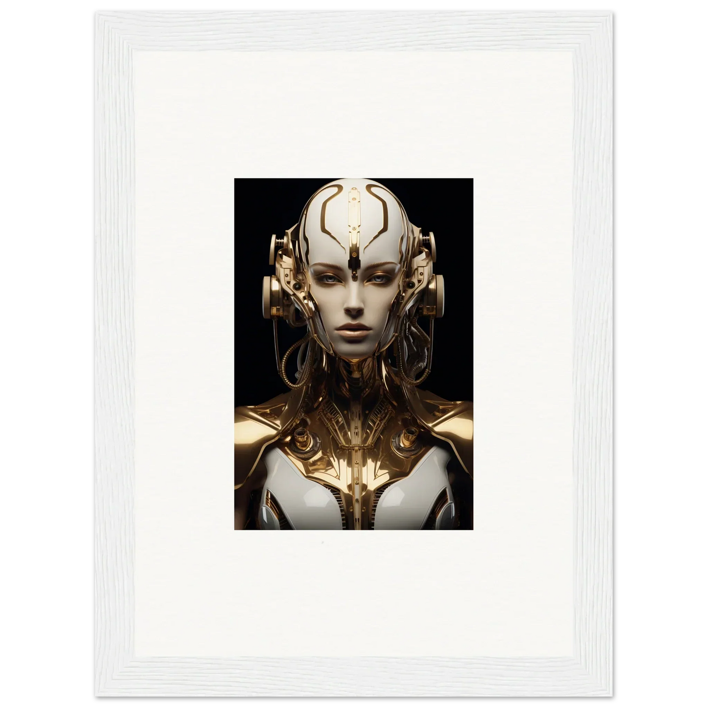 Futuristic humanoid robot design in a Luminous Vessel canvas print for unique room decoration