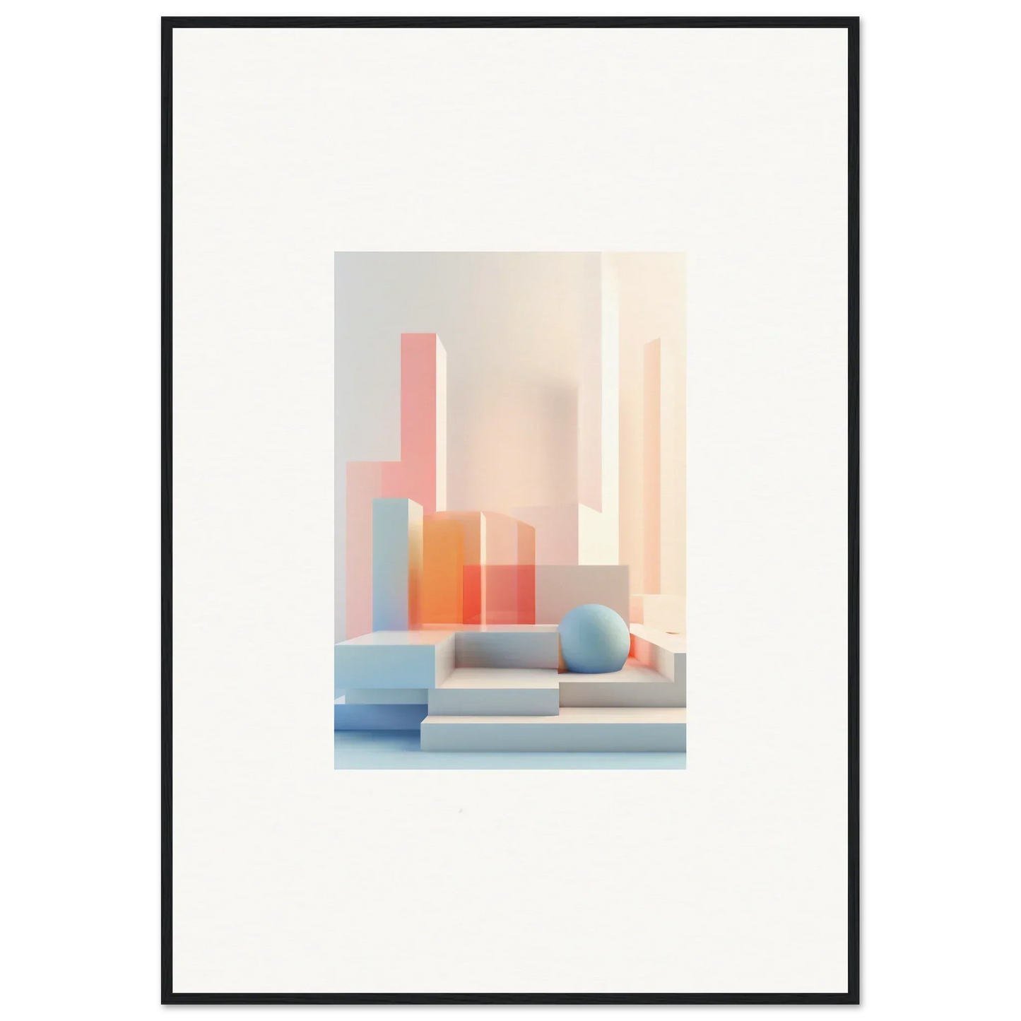 Abstract pastel shapes in a Tangible Origami canvas print for stylish room decoration