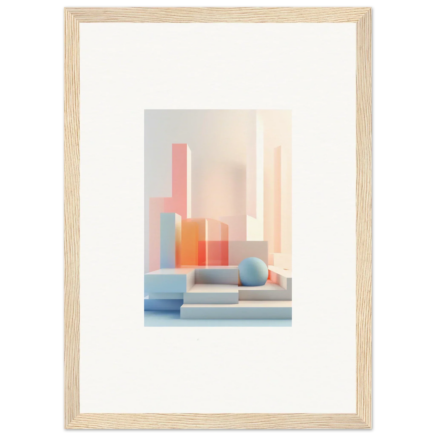 Framed pastel geometric artwork for a cool room decoration or canvas print