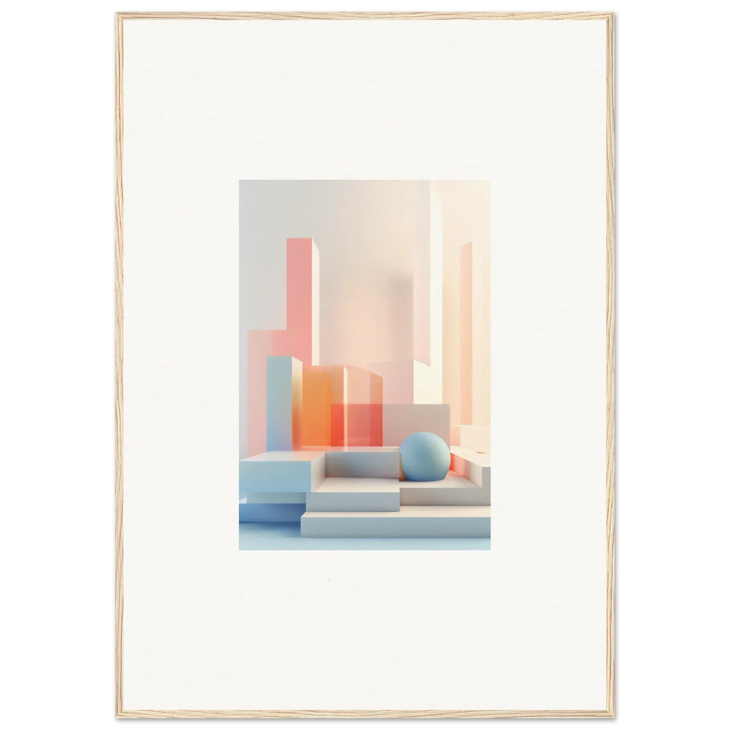 Abstract geometric composition with pastel shapes for Tangible Origami canvas print decor