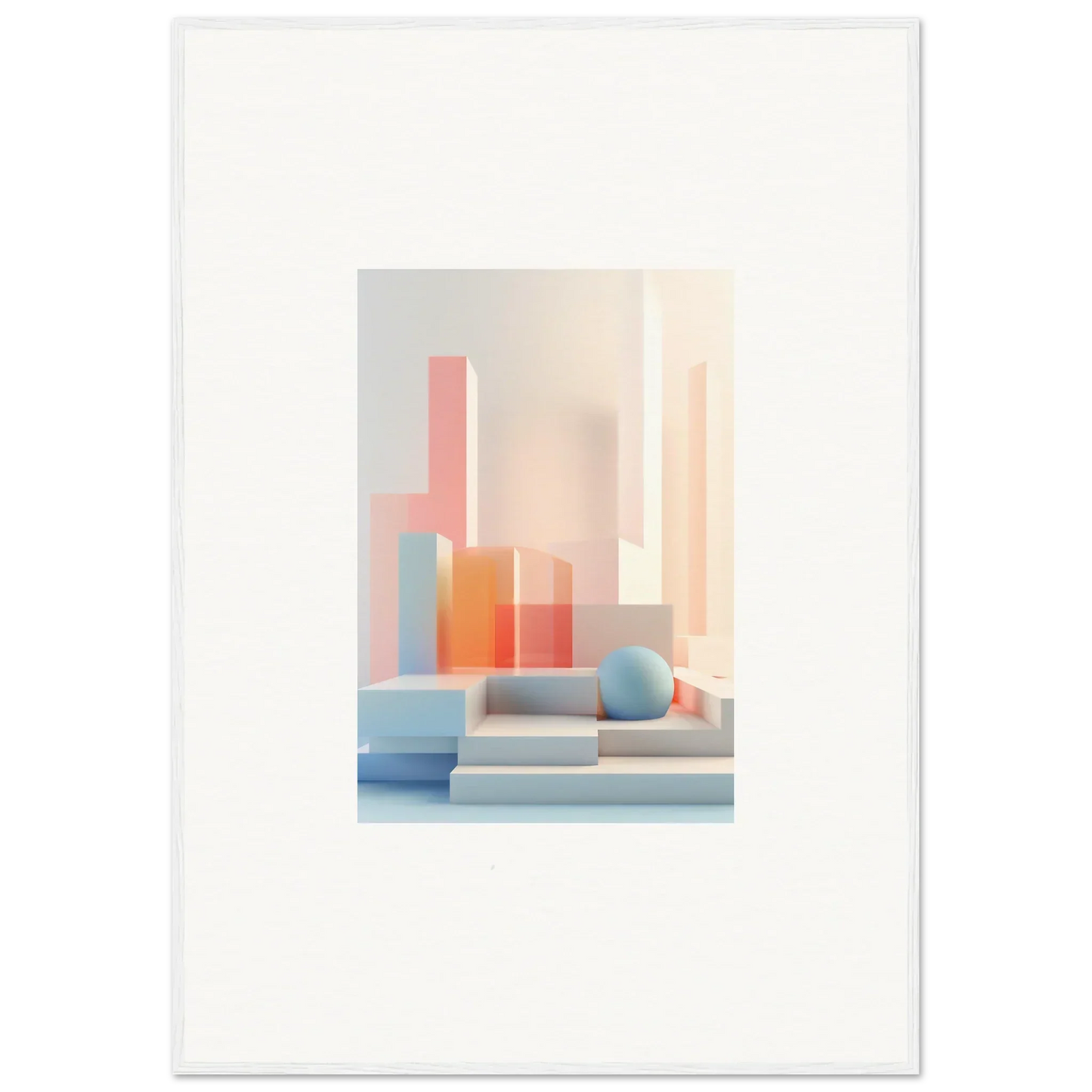 Abstract geometric shapes in pastel colors for a Serene Tangible Origami canvas print