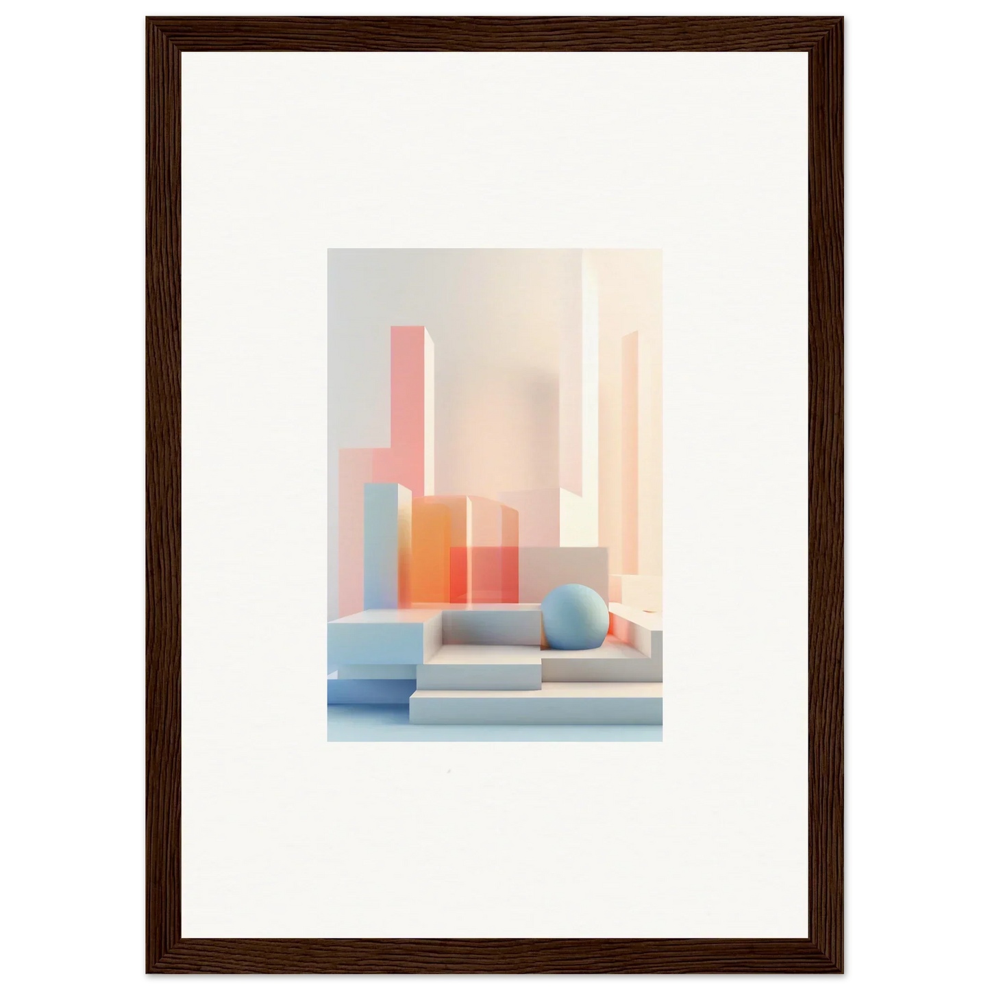 Pastel-colored abstract shapes for a serene Tangible Origami canvas print