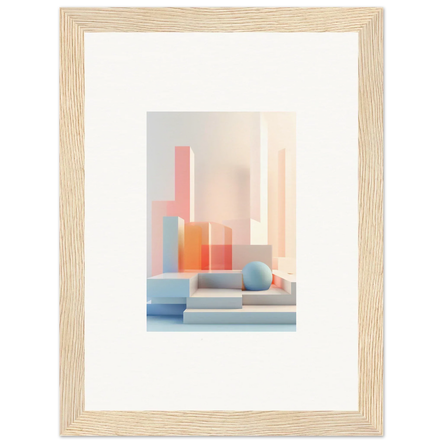 Framed pastel geometric artwork for a serene room decoration, perfect tangible origami canvas print