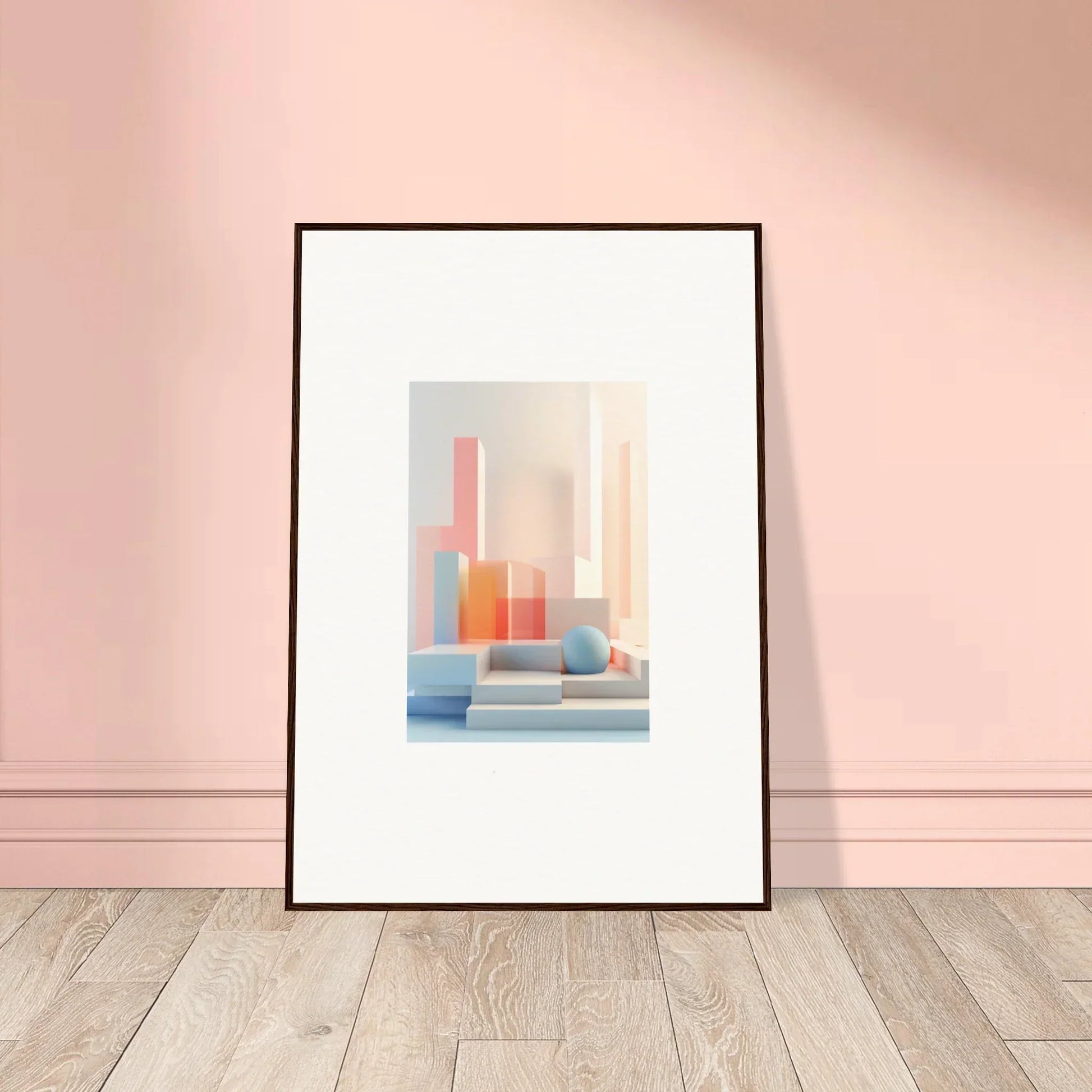 Framed abstract geometric canvas print for unique room decoration with Tangible Origami vibes