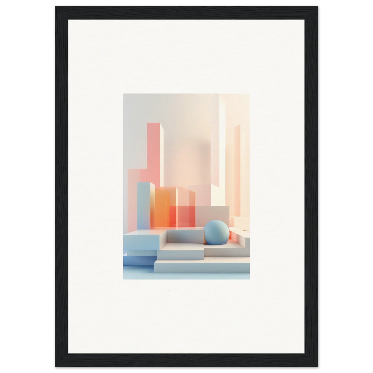 Abstract geometric pastel shapes for a Tangible Origami canvas print room decoration