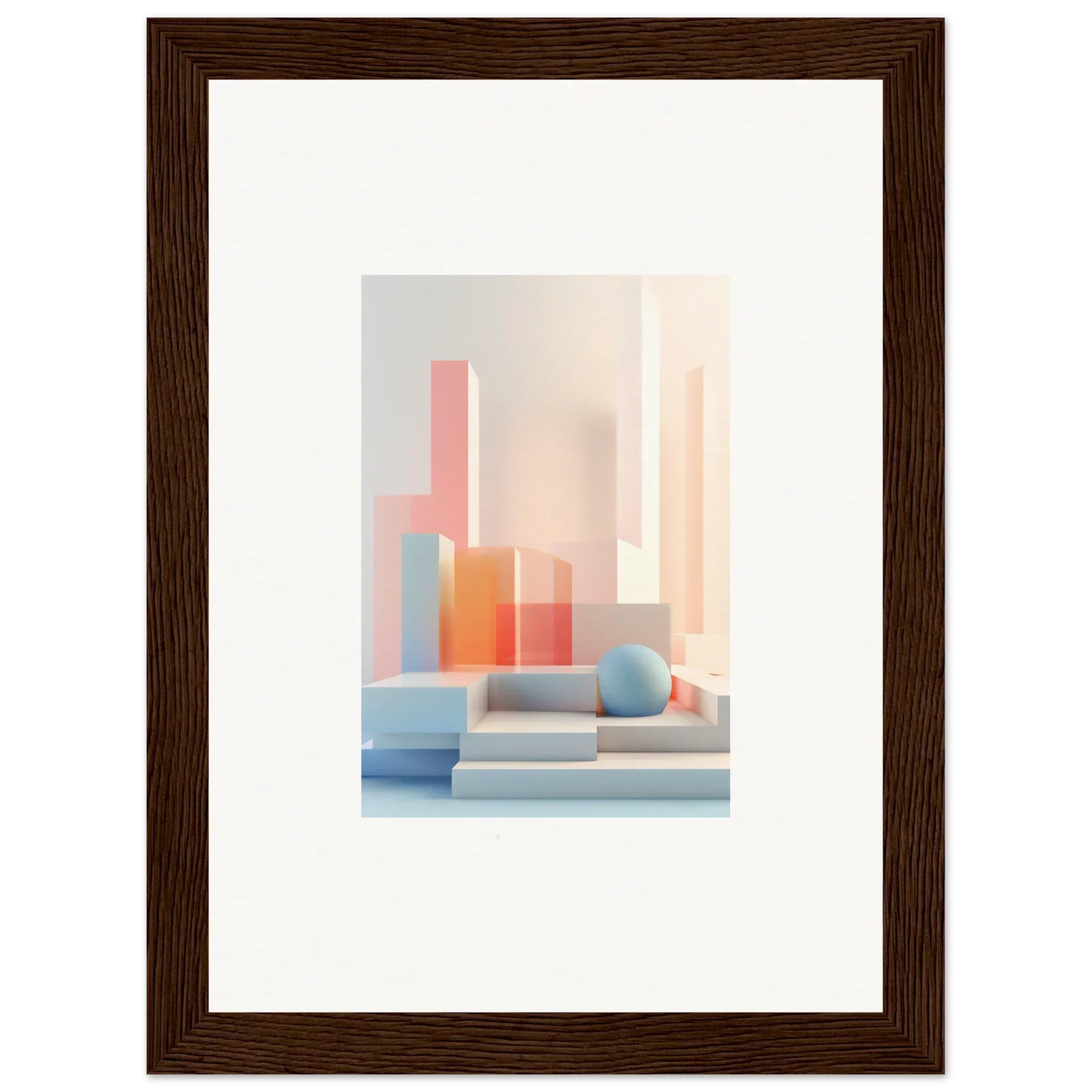 Abstract geometric canvas print with pastel shapes for modern room decoration and tangible origami vibes