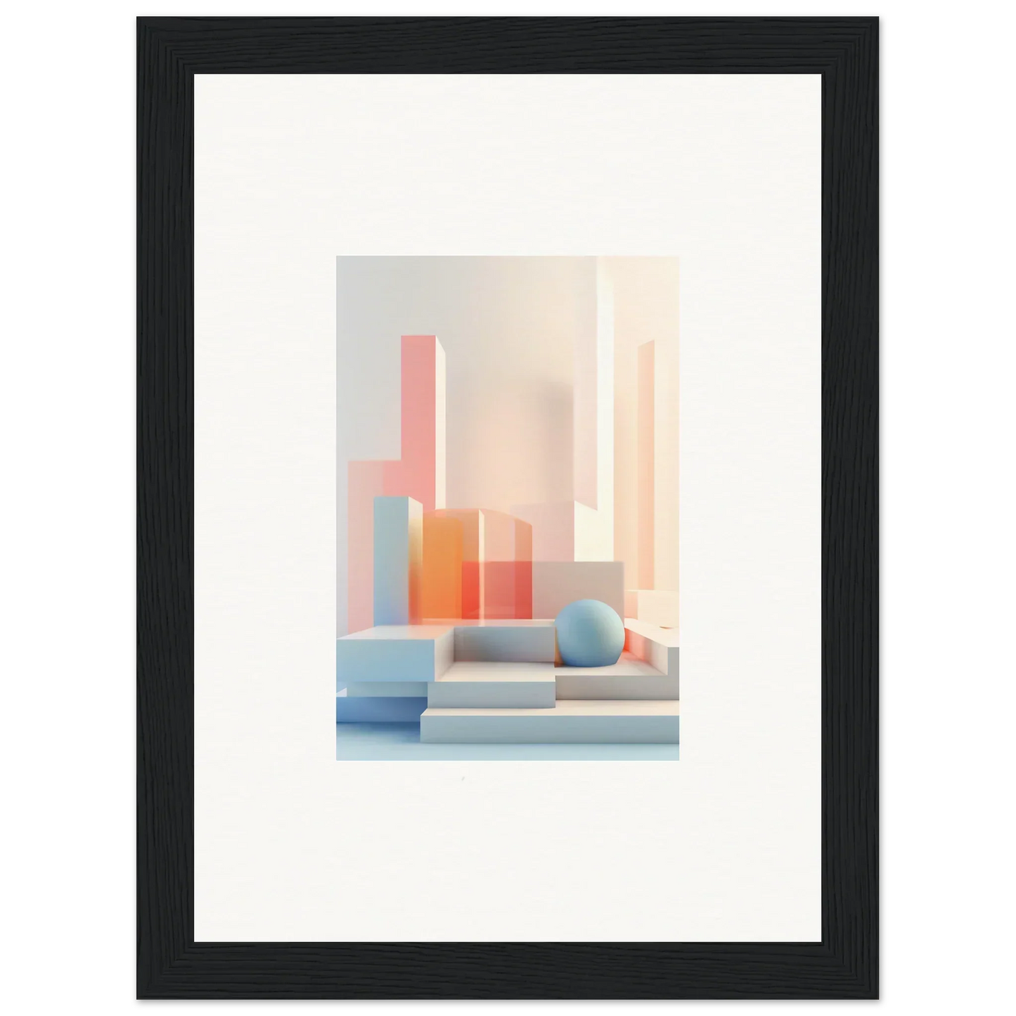 Framed pastel geometric artwork for room decoration, perfect tangible origami canvas print