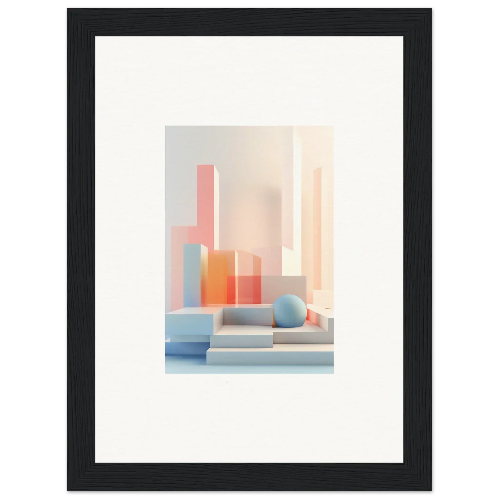 Framed pastel geometric artwork for room decoration, perfect tangible origami canvas print