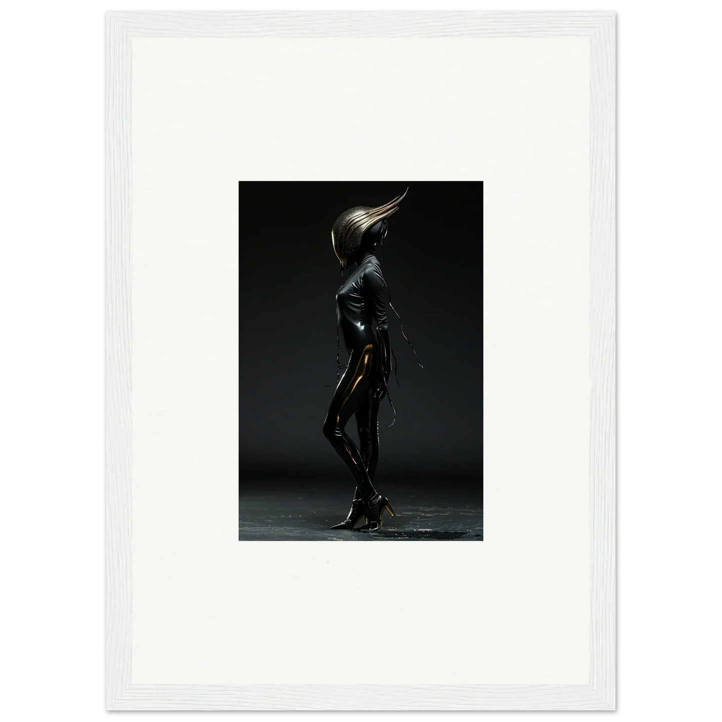 Sleek, futuristic humanoid figure with a metallic sheen and elongated head.