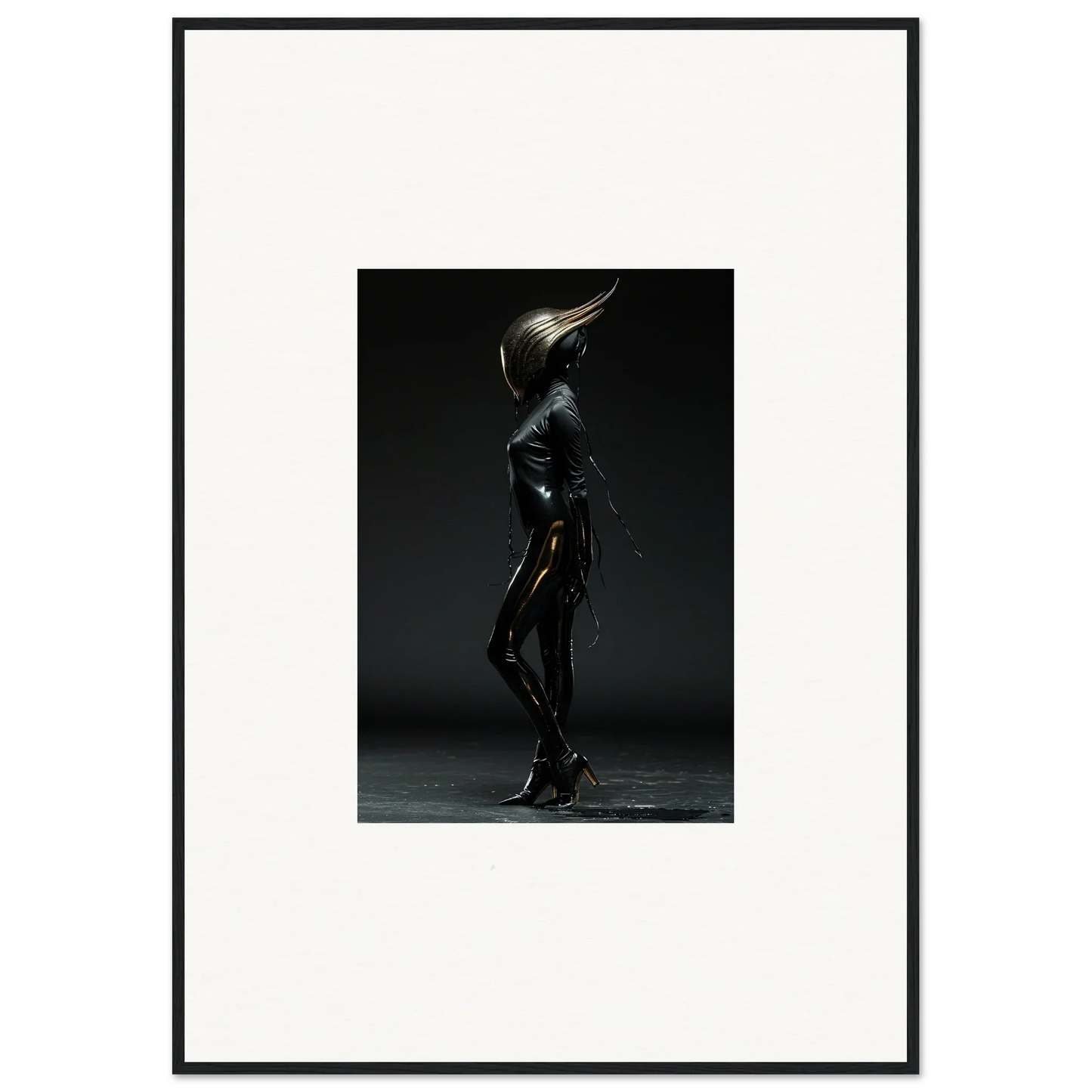 Futuristic humanoid figure in a sleek, metallic bodysuit with an elongated, pointed head.