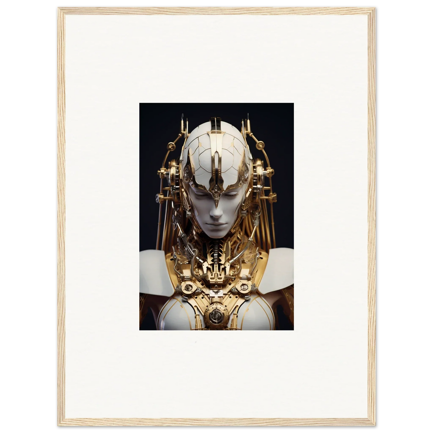 Futuristic humanoid with golden headdress for cool Wavelength Guardian canvas print decor