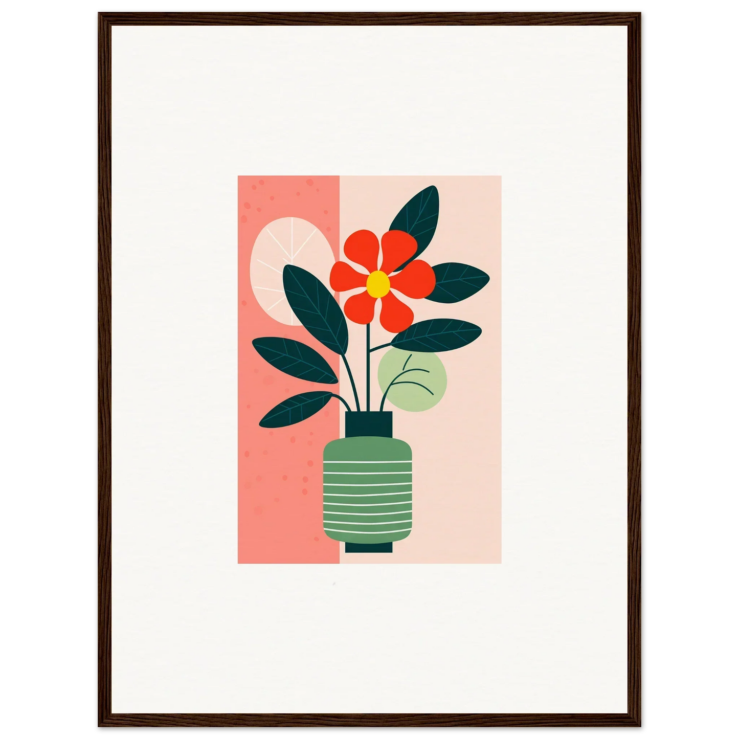 Stylized red flower in green vase, perfect for bloom echoes room decoration canvas print