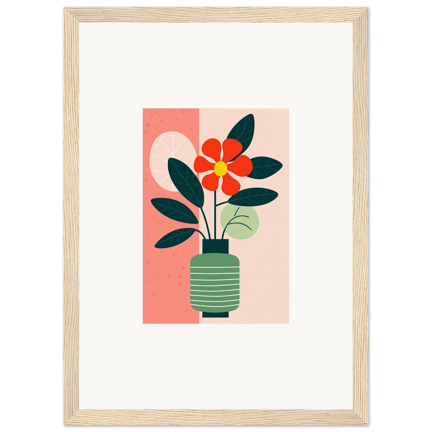 Stylized red flower in green vase, perfect for bloom echoes room decoration canvas print