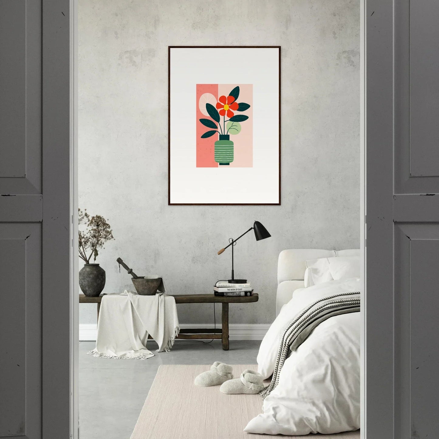 Stylized potted plant canvas print, perfect for brightening up your room decoration with bloom echoes