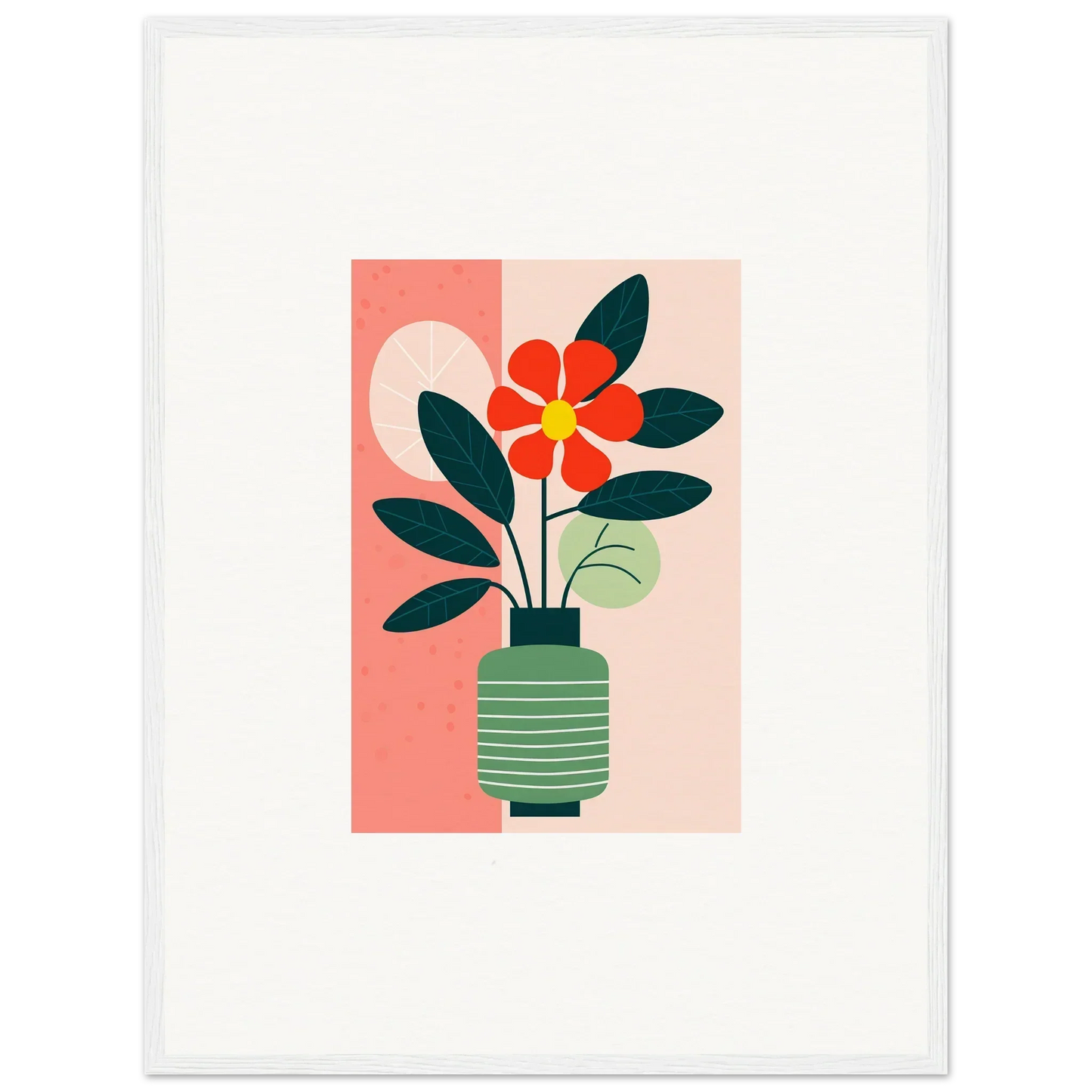 Stylized red flower in a green vase for bloom echoes room decoration canvas print