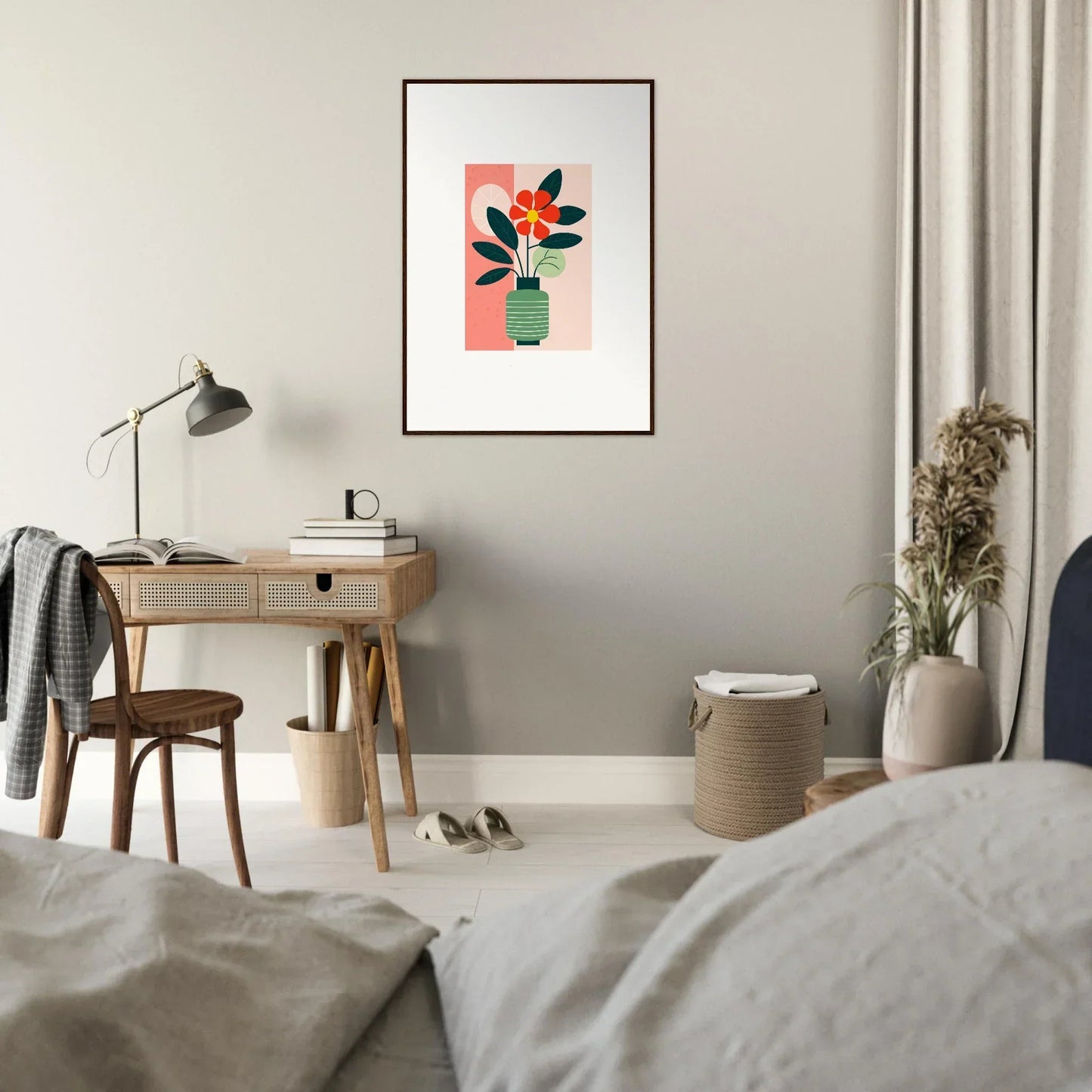 Framed canvas print of Bloom Echoes plant art for stylish room decoration