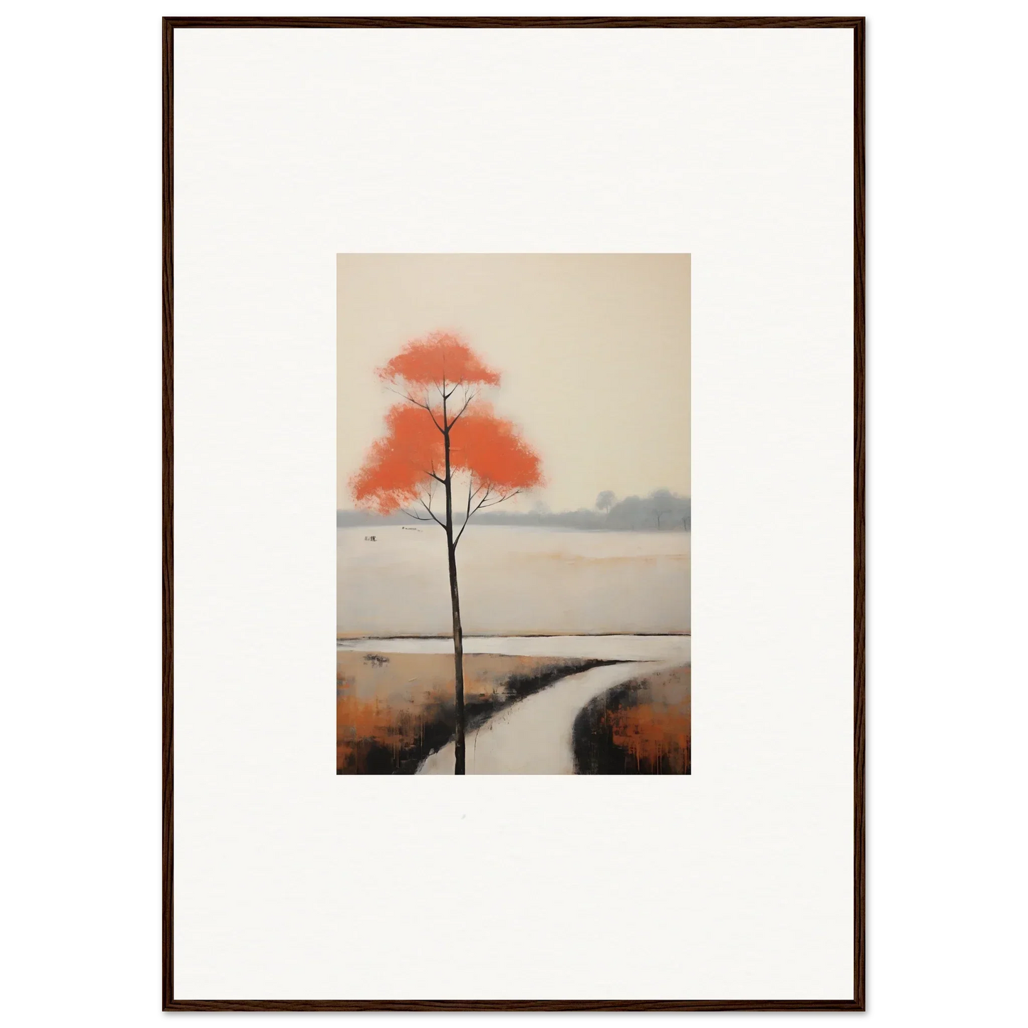 Vibrant solitary tree by a winding stream in Solitary Abyss Whispers setting