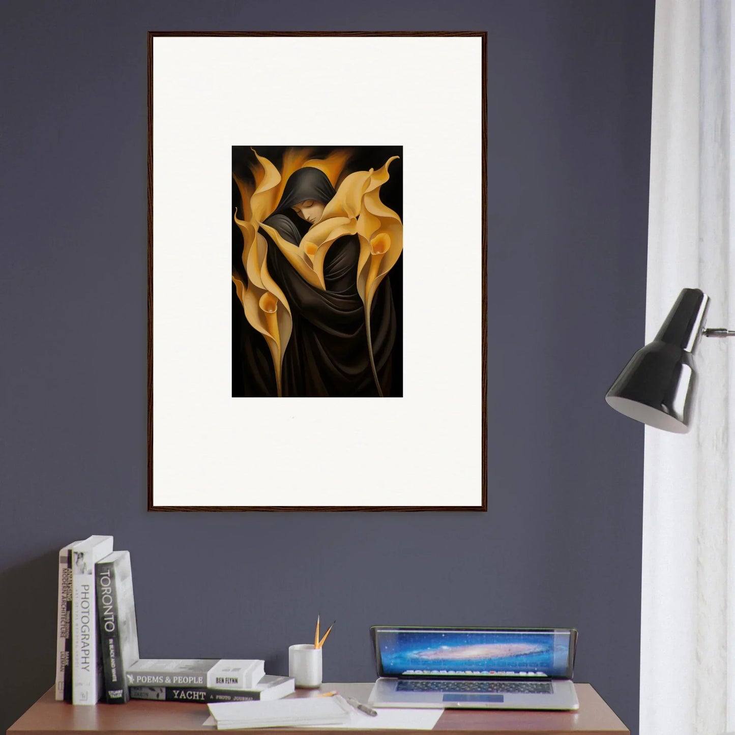 Framed canvas print of golden Wabbered Orchids for stunning room decoration
