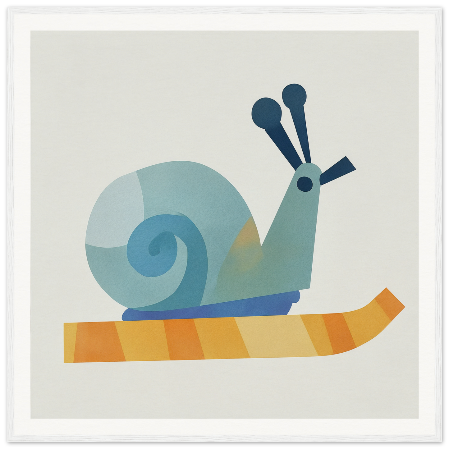 Blue snail with long antennae on orange stripes in Spiral Dreams Voyage setting