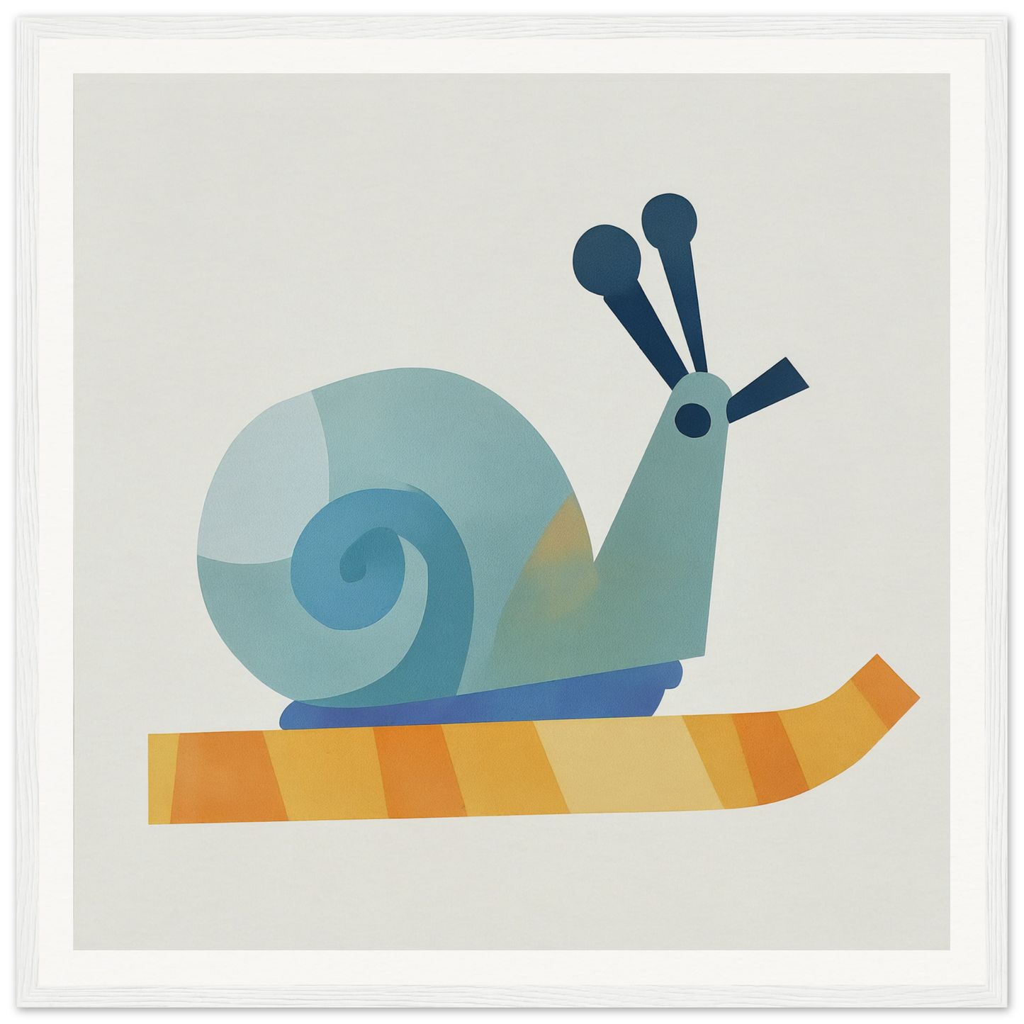 Blue snail with antennae on orange striped surface from Spiral Dreams Voyage collection