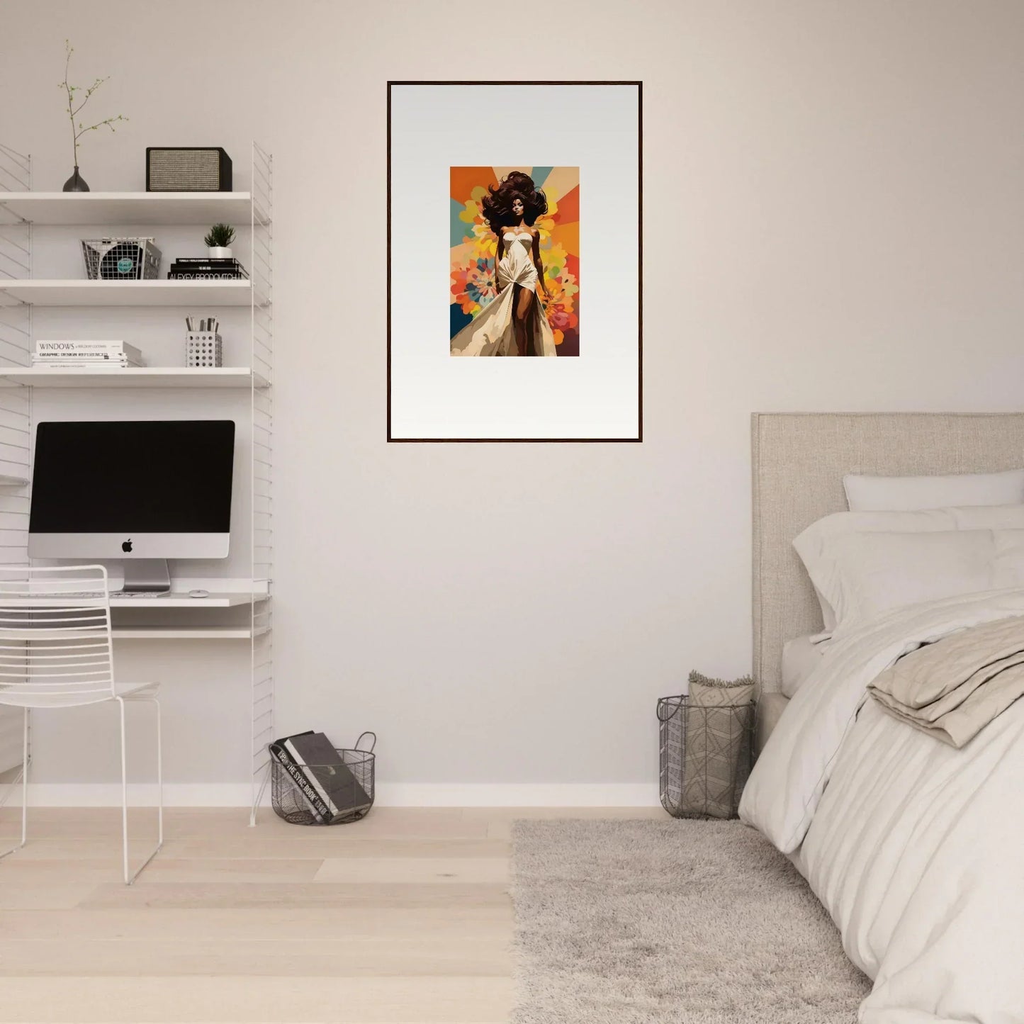 Framed wall art featuring orange and black tones in Starlit Lux Dame design
