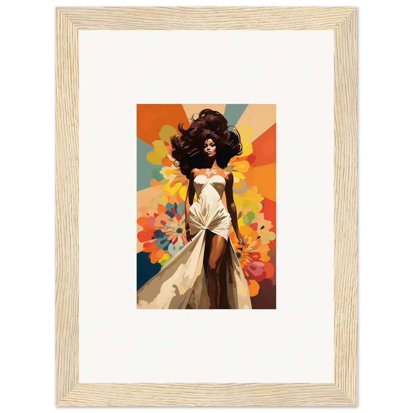 Framed wall art of Starlit Lux Dame, featuring a figure in a white dress with flowing hair