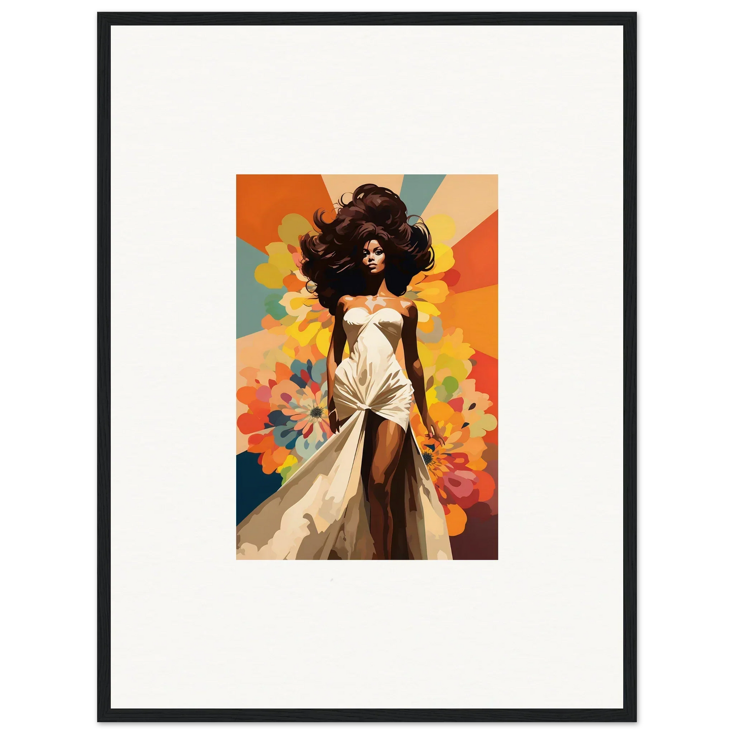 Figure in a white dress and dark hair, Starlit Lux Dame framed wall art design