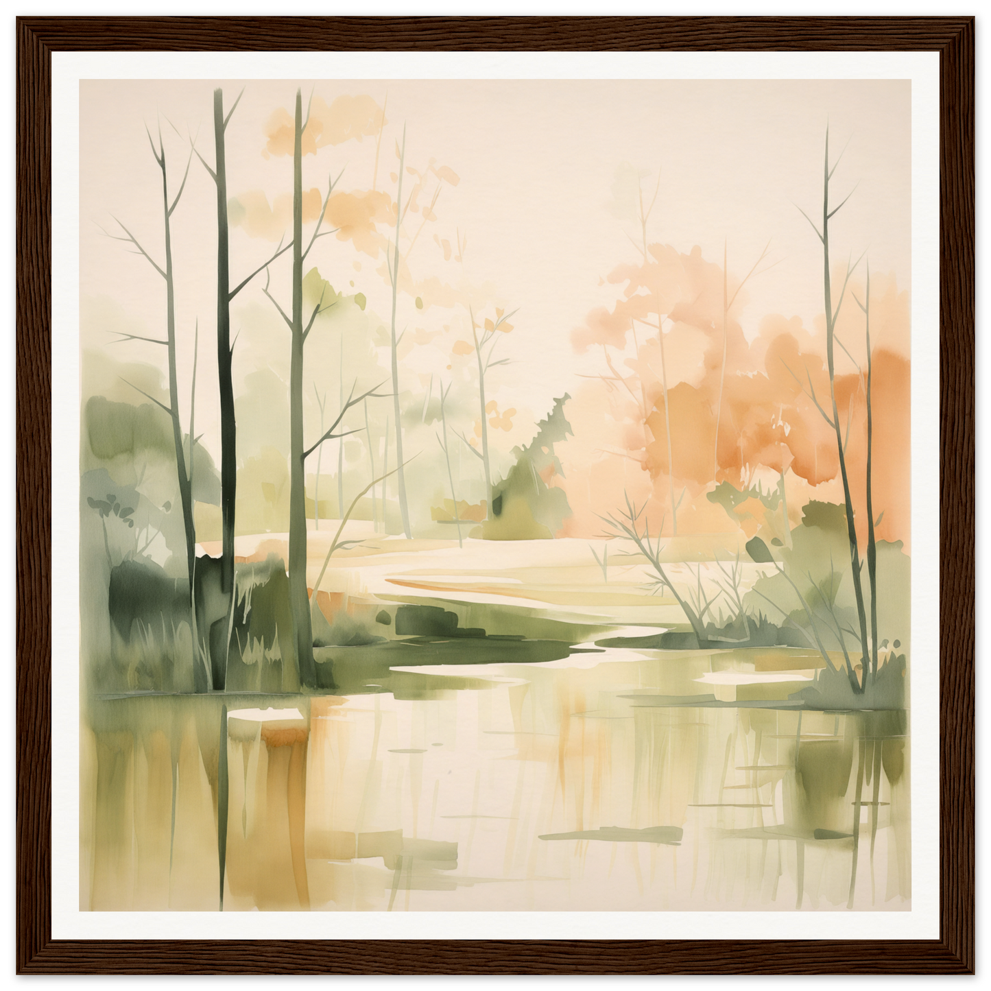 Watercolor painting of a tranquil forest stream in Subtle Wonderland Flutter design