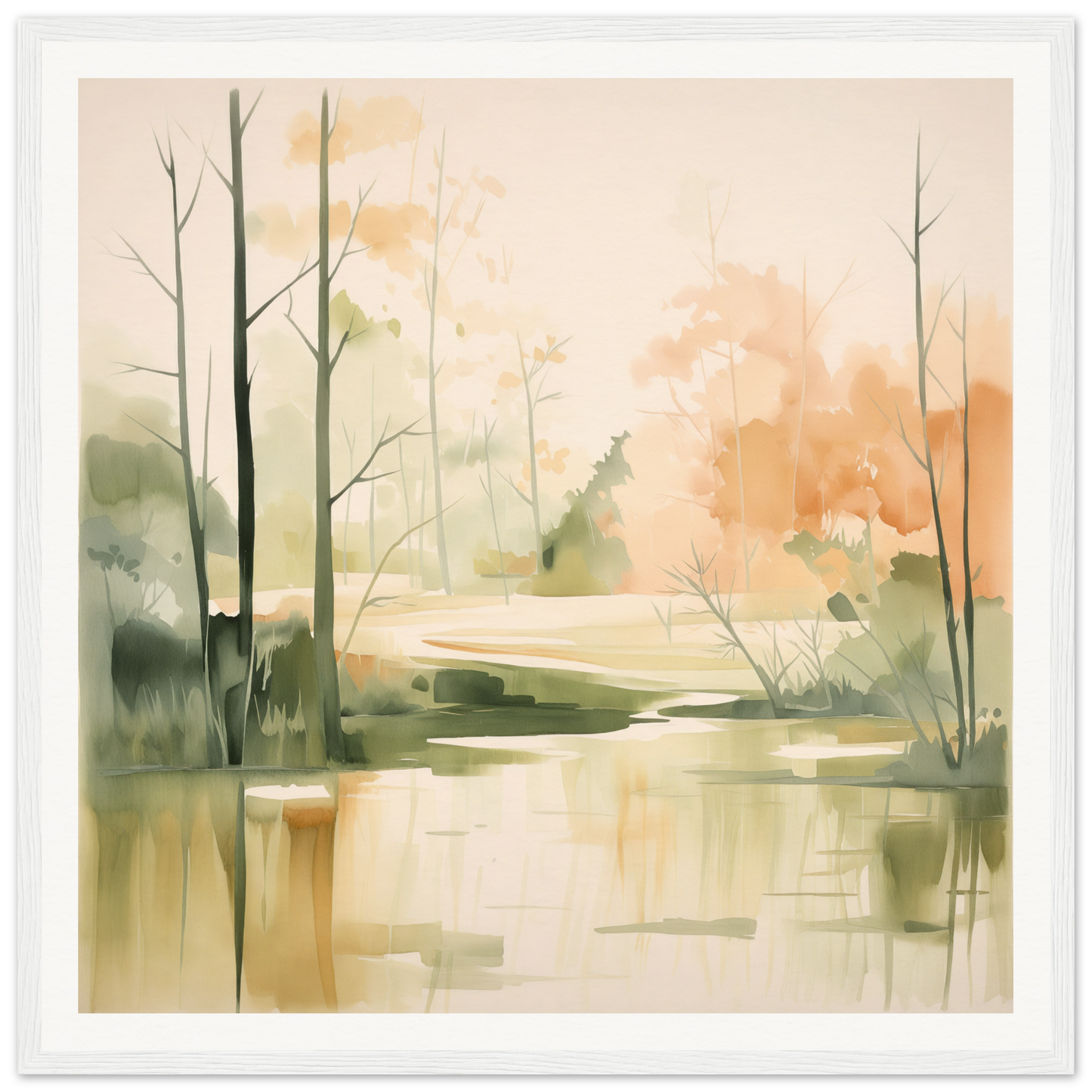 Watercolor painting of a tranquil forest stream in Subtle Wonderland Flutter design